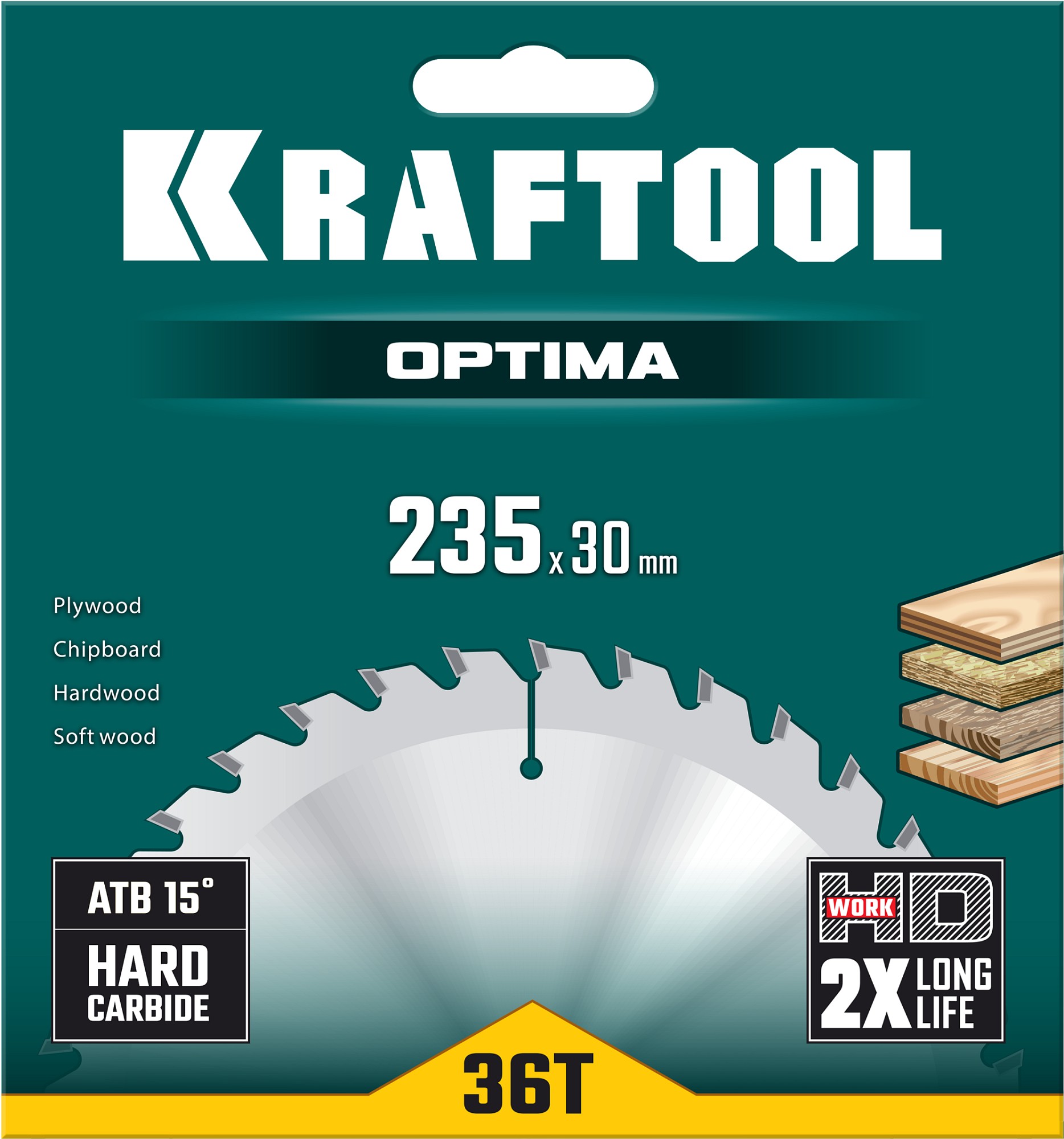 KRAFTOOL Optima, 235 х 30 мм, 36Т, пильный диск по дереву (36951-235-30) — фото 5