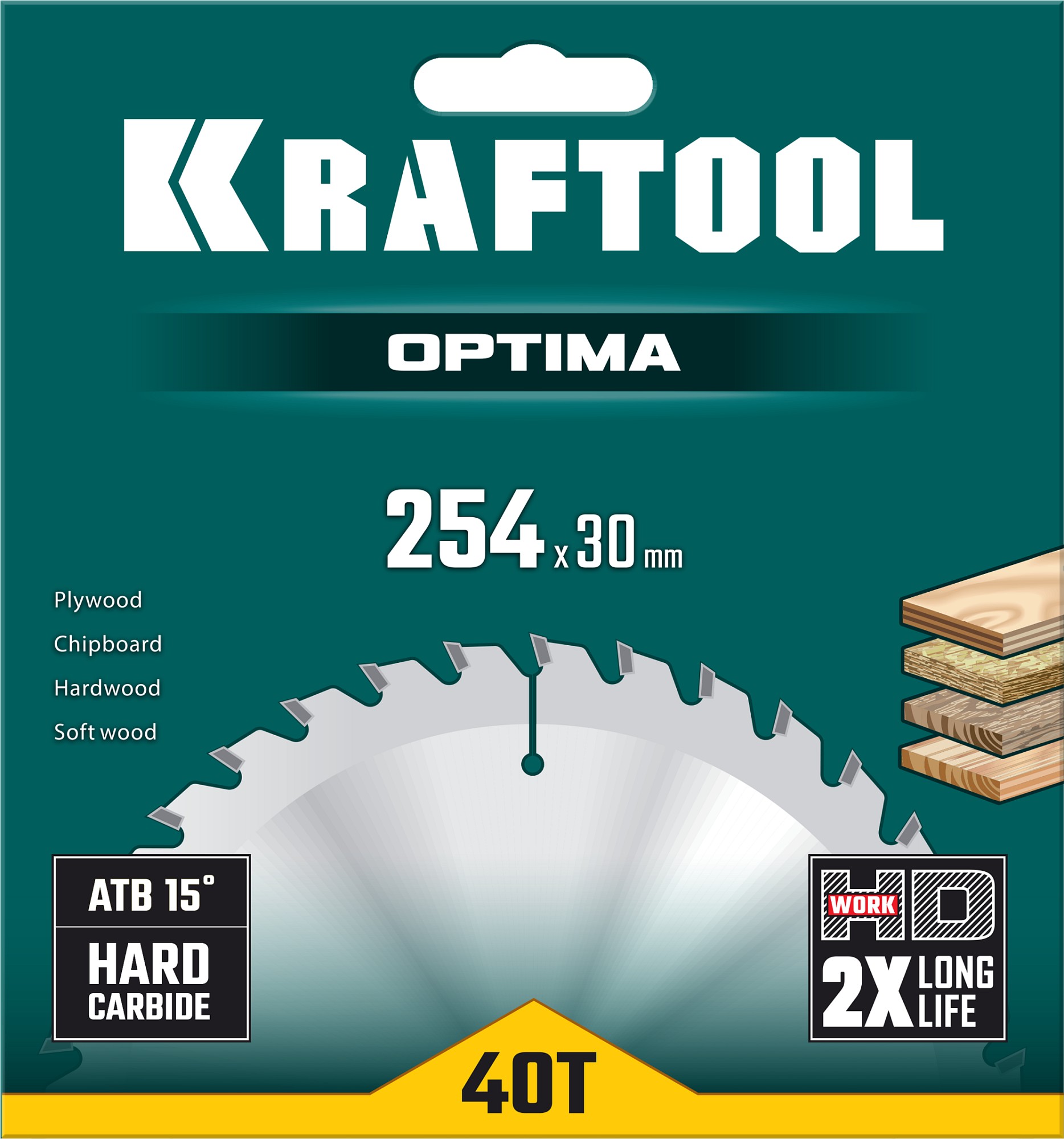 KRAFTOOL Optima, 254 х 30 мм, 40Т, пильный диск по дереву (36951-254-30) — фото 5