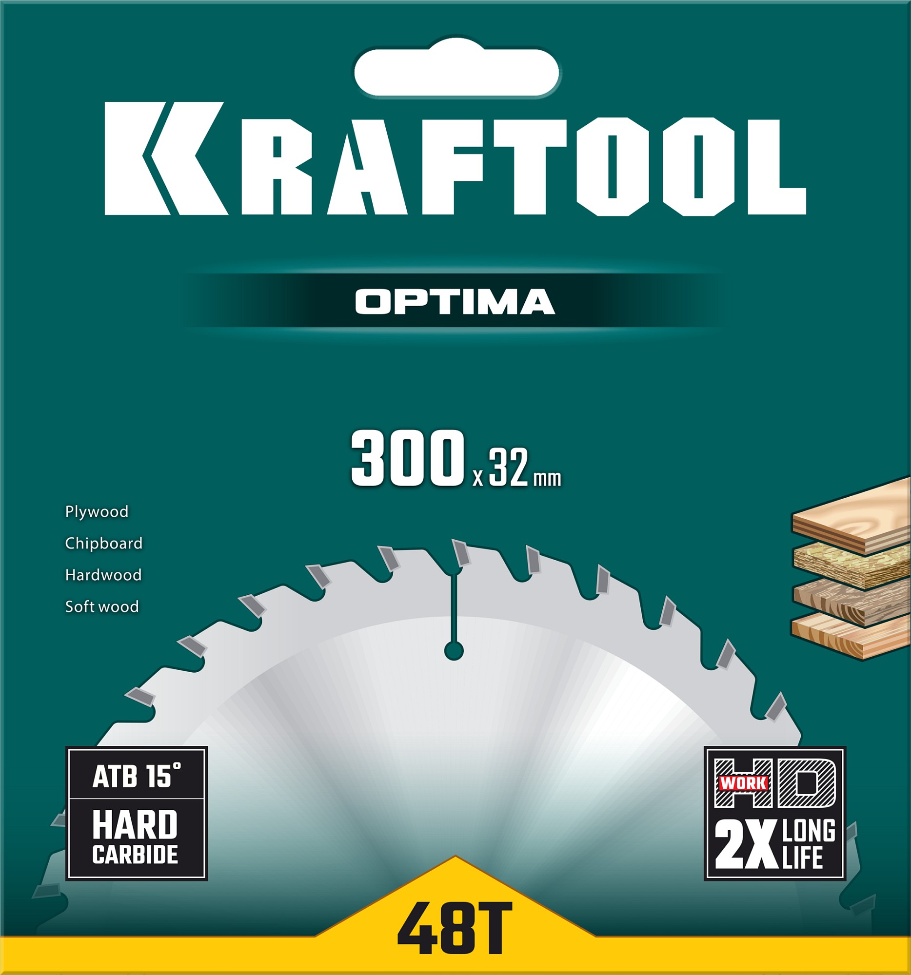 KRAFTOOL Optima, 300 х 32 мм, 48Т, пильный диск по дереву (36951-300-32) — фото 5