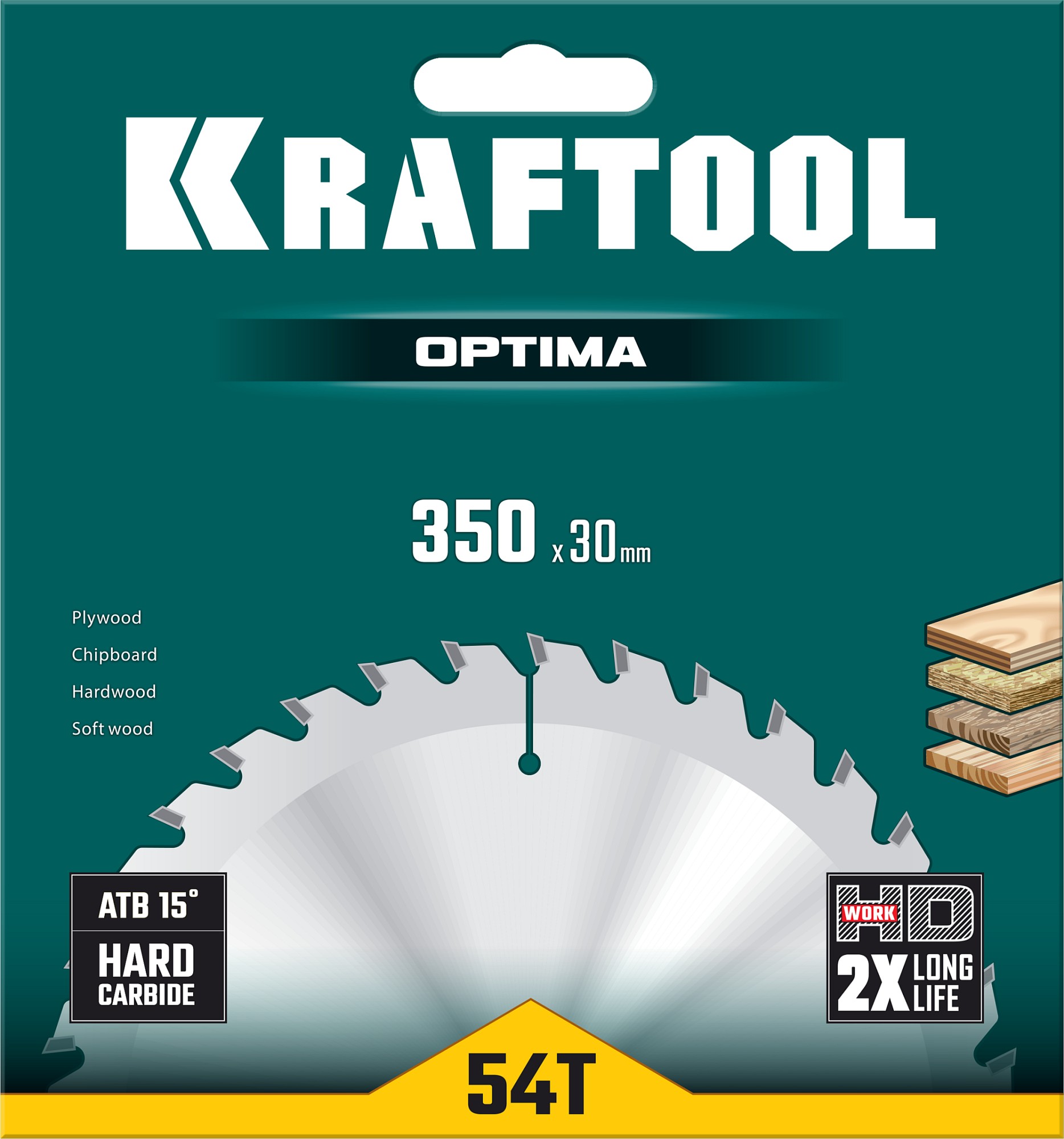 KRAFTOOL Optima, 350 х 30 мм, 54Т, пильный диск по дереву (36951-350-30) — фото 5