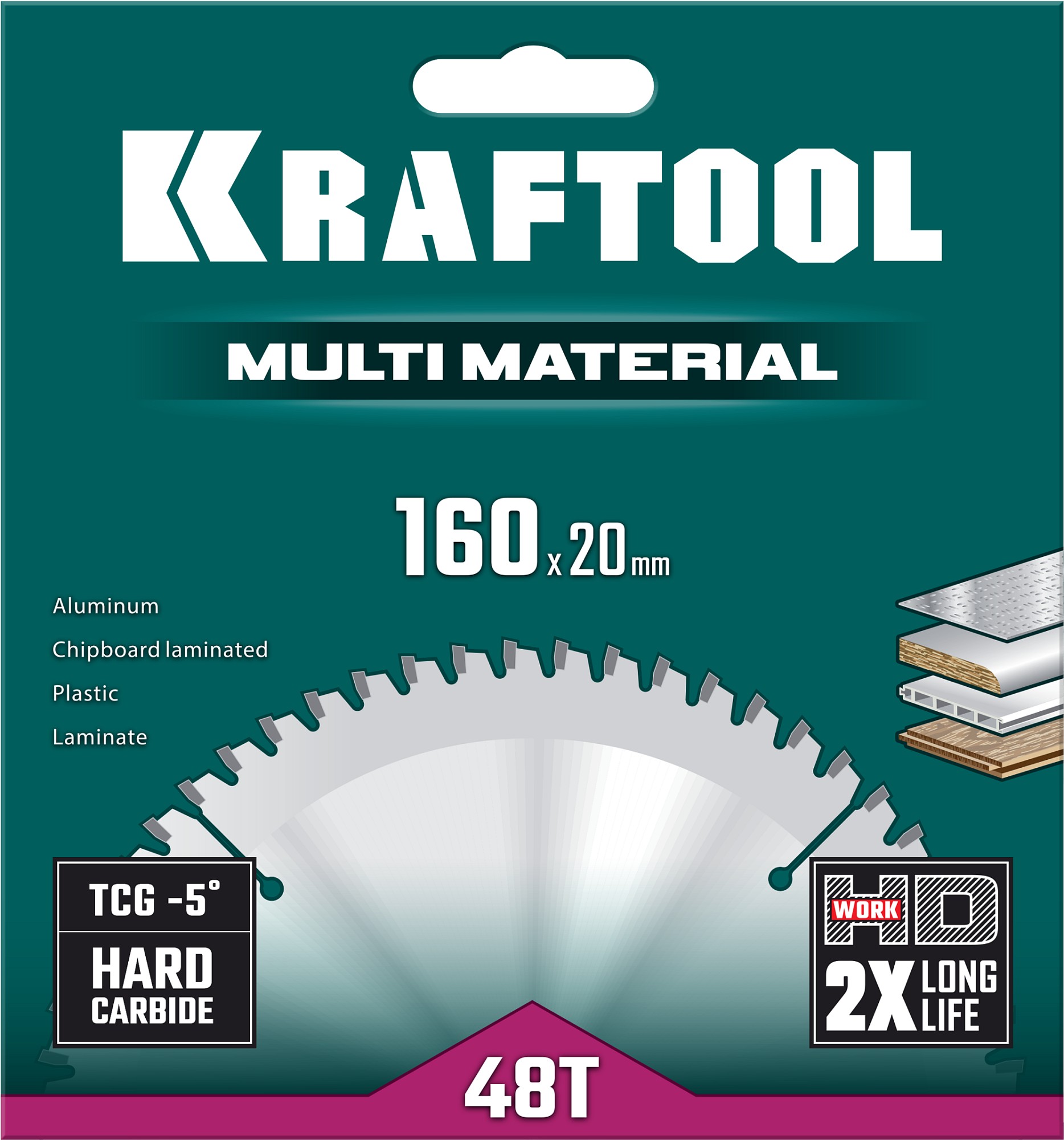 KRAFTOOL Multi Material, 160 х 20 мм, 48Т, пильный диск по алюминию (36953-160-20) — фото 5