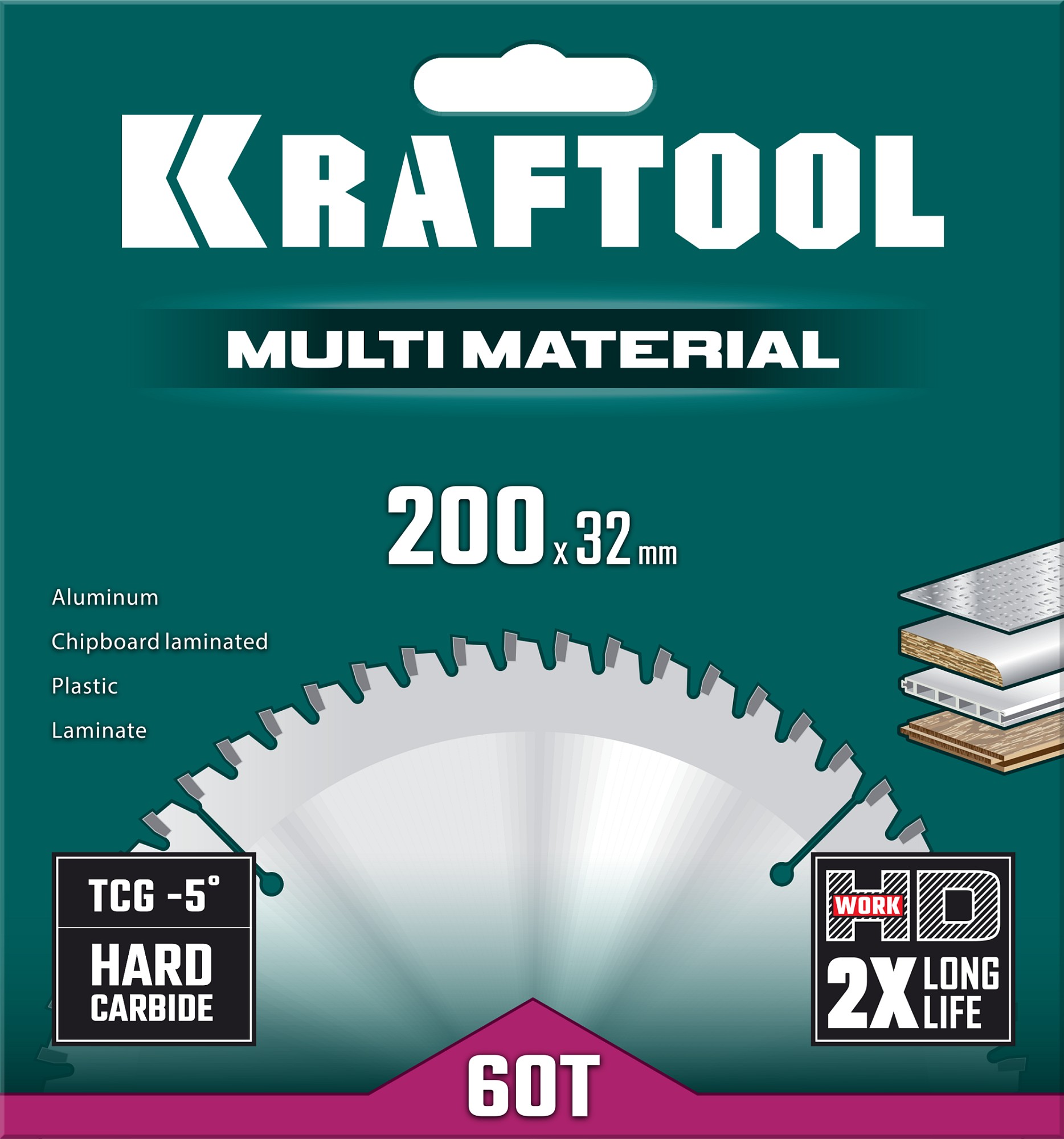 KRAFTOOL Multi Material, 200 х 32 мм, 60Т, пильный диск по алюминию (36953-200-32) — фото 5