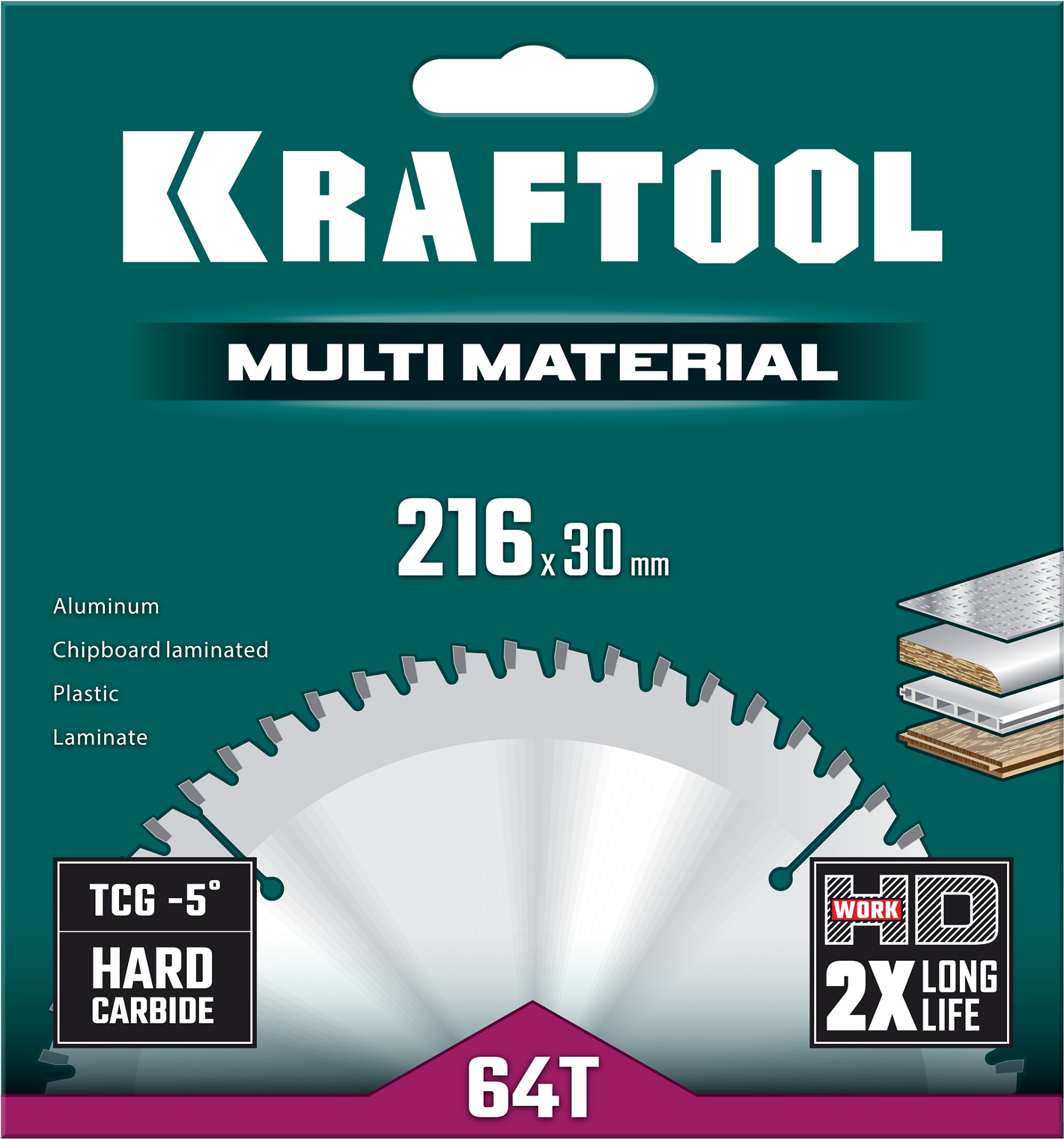 KRAFTOOL Multi Material, 216 х 30 мм, 64Т, пильный диск по алюминию (36953-216-30) — фото 5