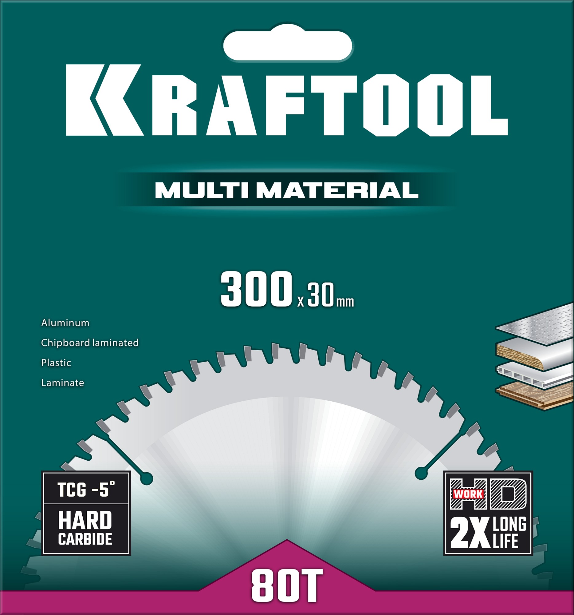 KRAFTOOL Multi Material, 300 х 30 мм, 80Т, пильный диск по алюминию (36953-300-30) — фото 5
