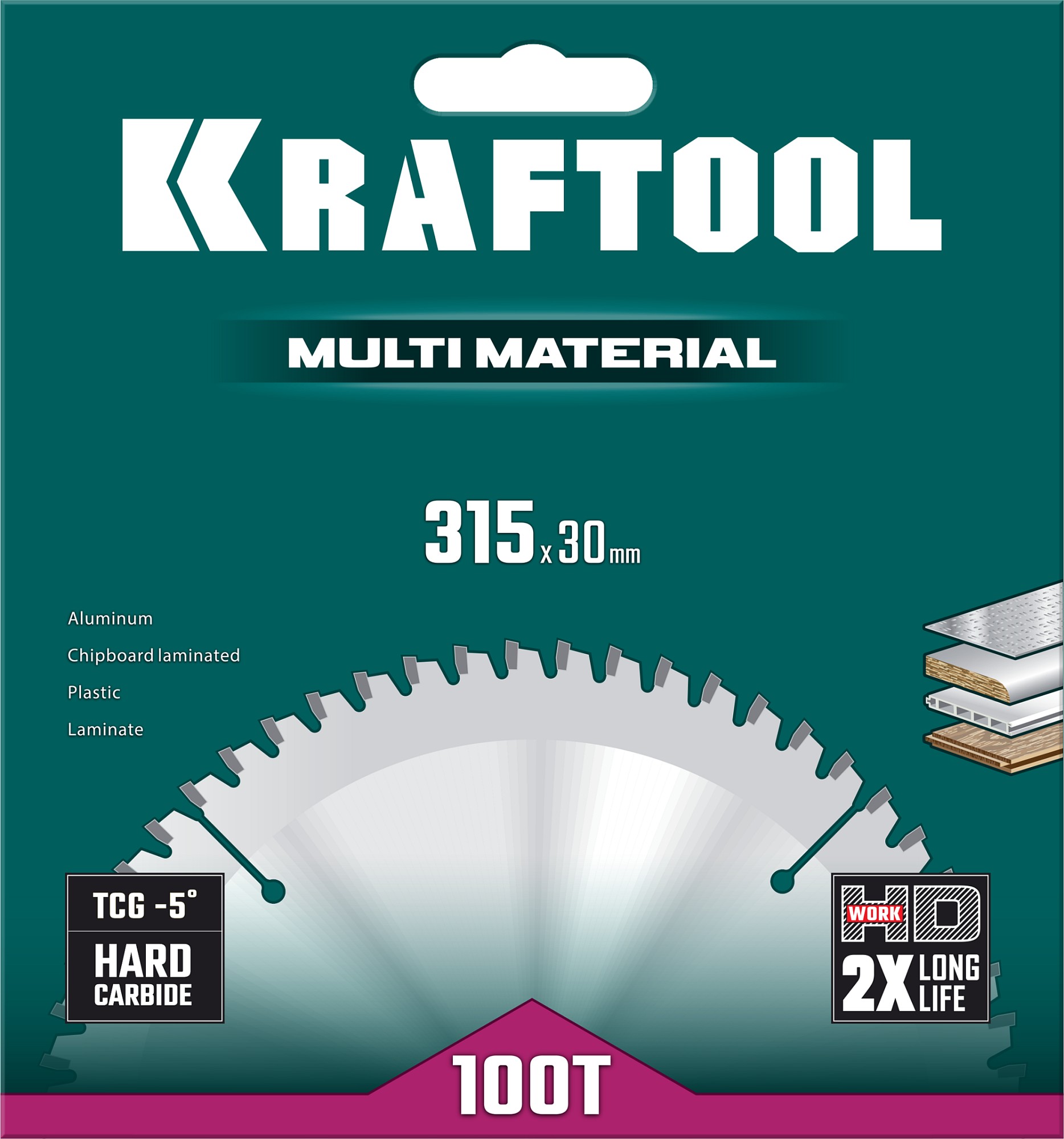 KRAFTOOL Multi Material, 315 х 30 мм, 96Т, пильный диск по алюминию (36953-315-30) — фото 5