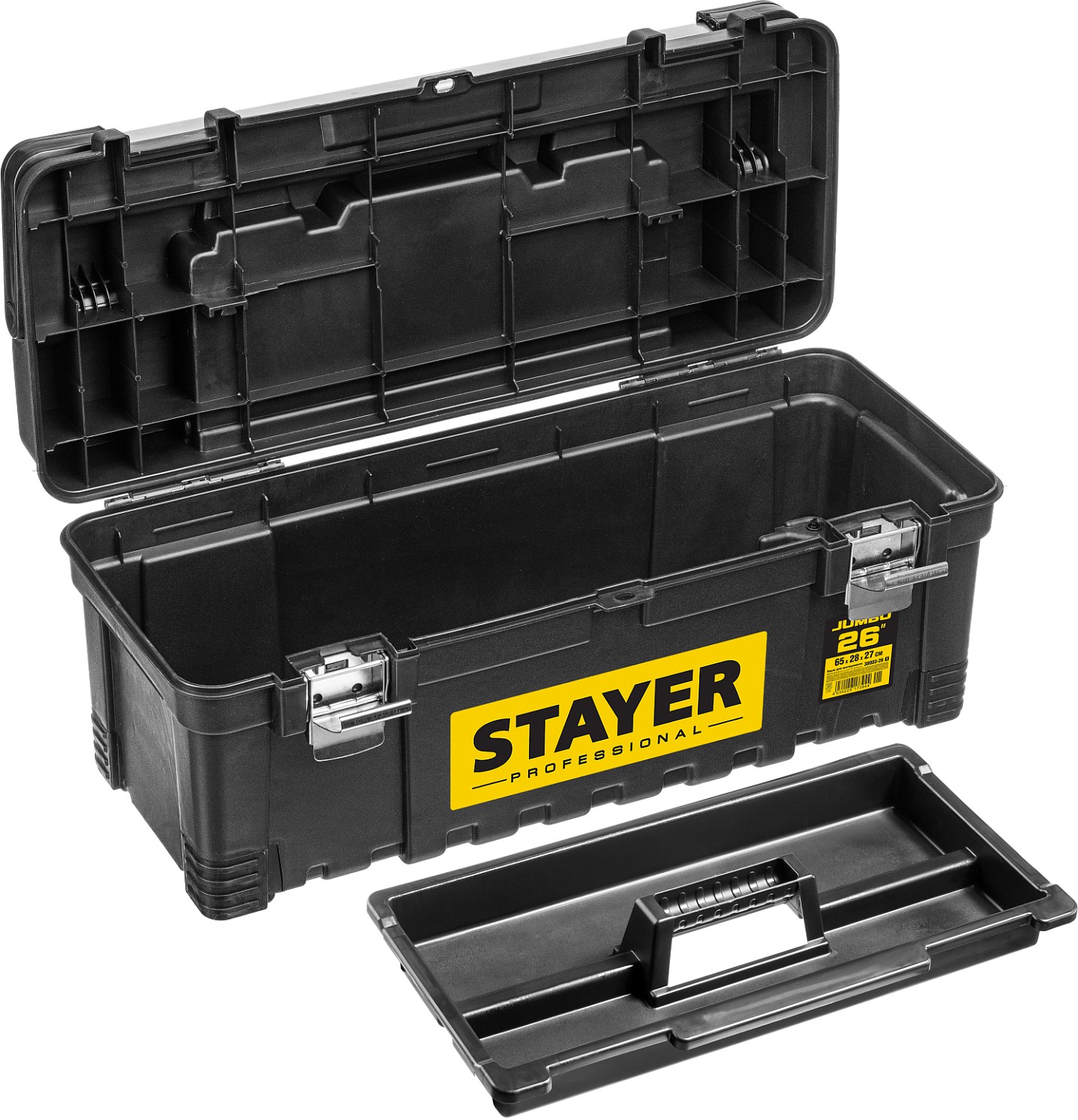 STAYER JUMBO-26, 650 x 280 x 270 мм, (26″), пластиковый ящик для инструментов, Professional (38003-26) — фото 4