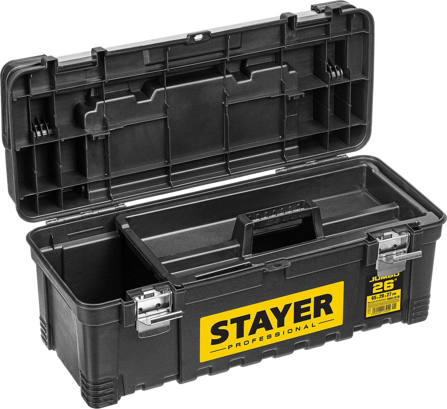 STAYER JUMBO-26, 650 x 280 x 270 мм, (26″), пластиковый ящик для инструментов, Professional (38003-26) — фото 5