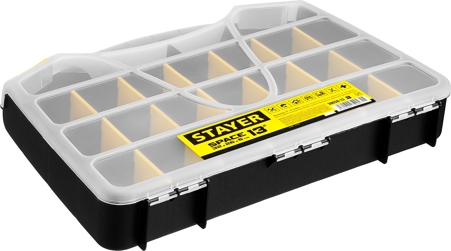 STAYER SPACE-13, 320 х 260 х 60 мм, (13″), пластиковый органайзер с 21 ячейкой (38038-13) — фото 4