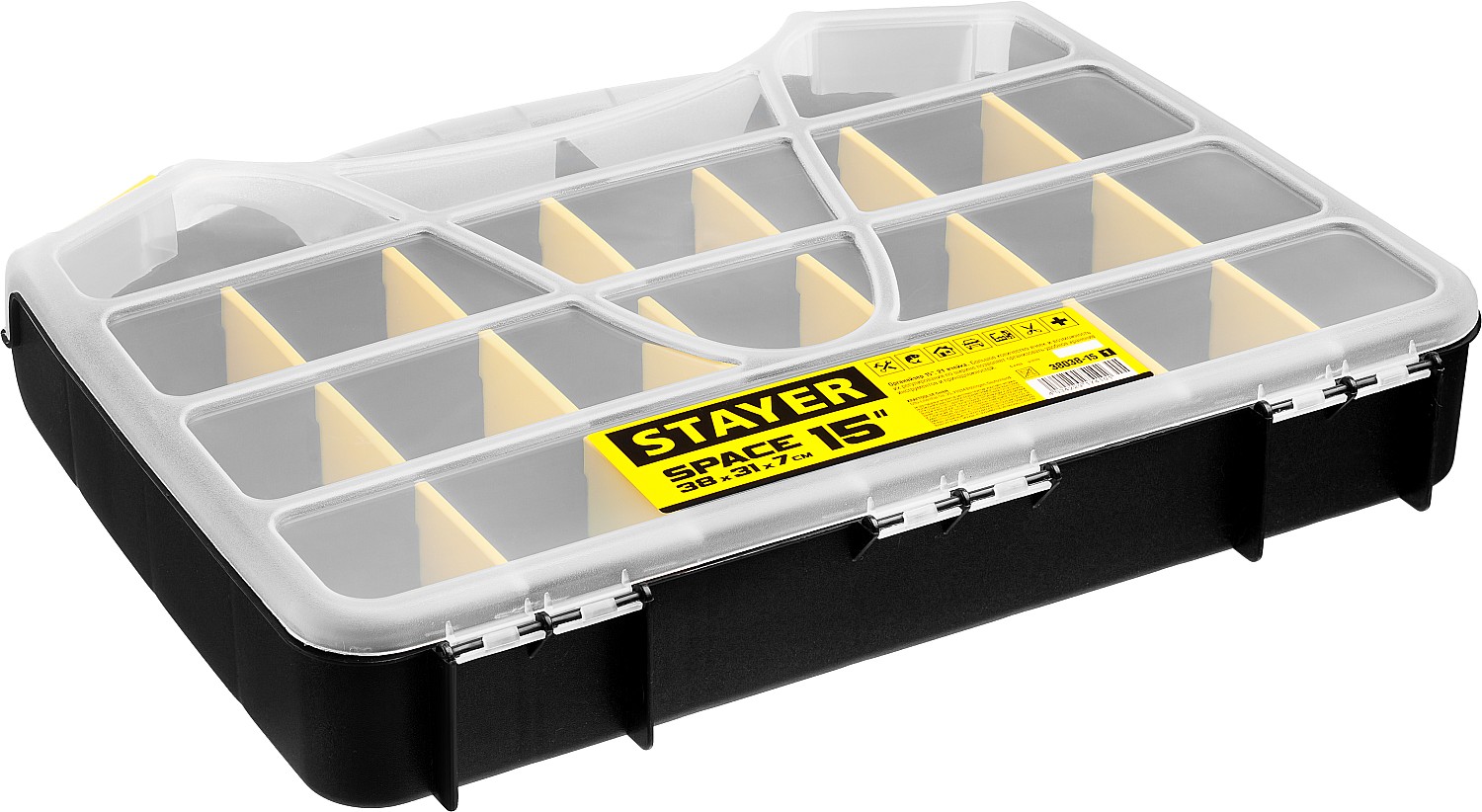 STAYER SPACE-15, 380 х 310 х 70 мм, (15″), пластиковый органайзер с 21 ячейкой (38038-15) — фото 4