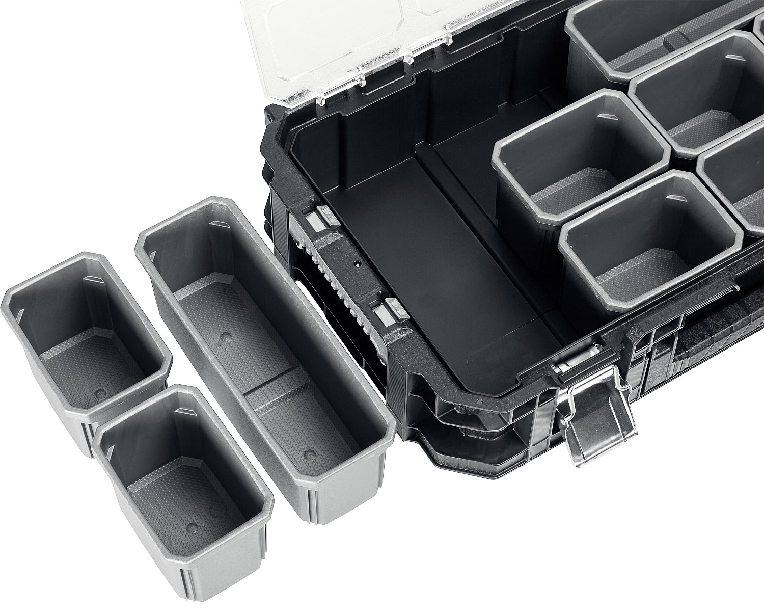 KETER SMART ROLLING, 564 х 373 х 700 мм, (22″), набор пластиковый ящик-тележка + ящик для инструментов + ящик органайзер (38390-22) — фото 12