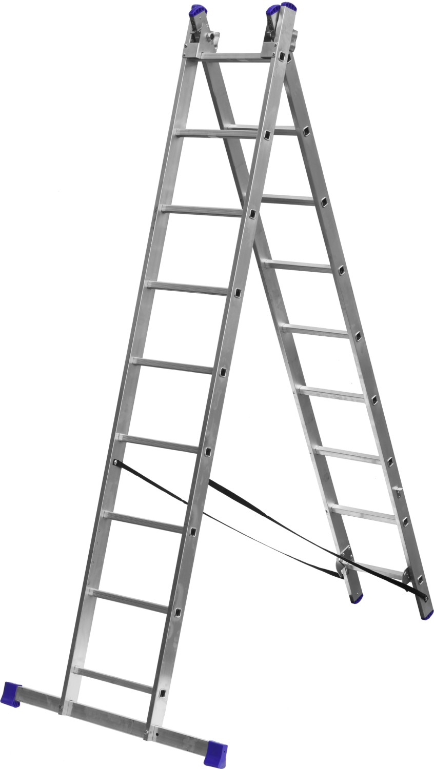 СИБИН 9 ступеней, со стабилизатором, алюминиевая, трехсекционная лестница (38833-09) — фото 3