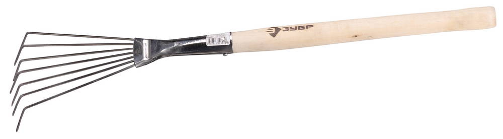 ЗУБР нержавеющая сталь, 7 зубцов, деревянная ручка, веерные грабельки (4-39475)