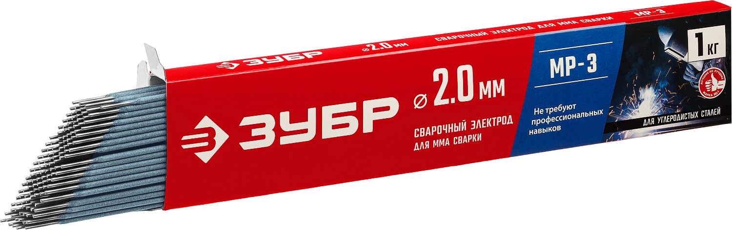 ЗУБР Д 2.0 х 300 мм, 1 кг в коробке, МР-3 рутиловый, электрод сварочный (40011-2.0) — фото 2