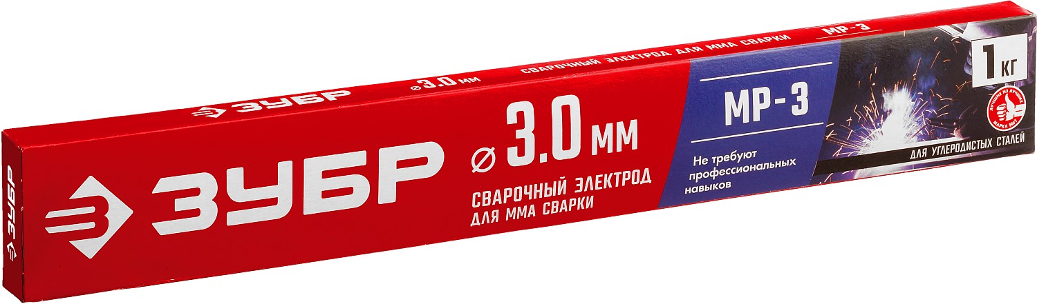 ЗУБР Д 3.0 х 350 мм, 1 кг в коробке, МР-3 рутиловый, электрод сварочный (40011-3.0) — фото 3