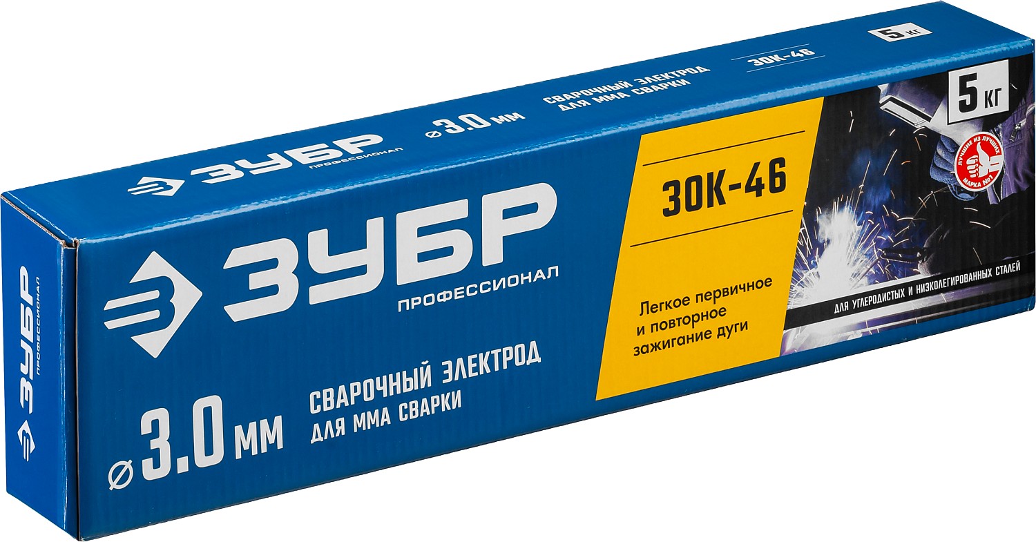 ЗУБР Д 3.0 х 350 мм, 5 кг в коробке, ЗОК-46 рутил-целлюлозный, электрод сварочный, Профессионал (40035-3.0) — фото 2