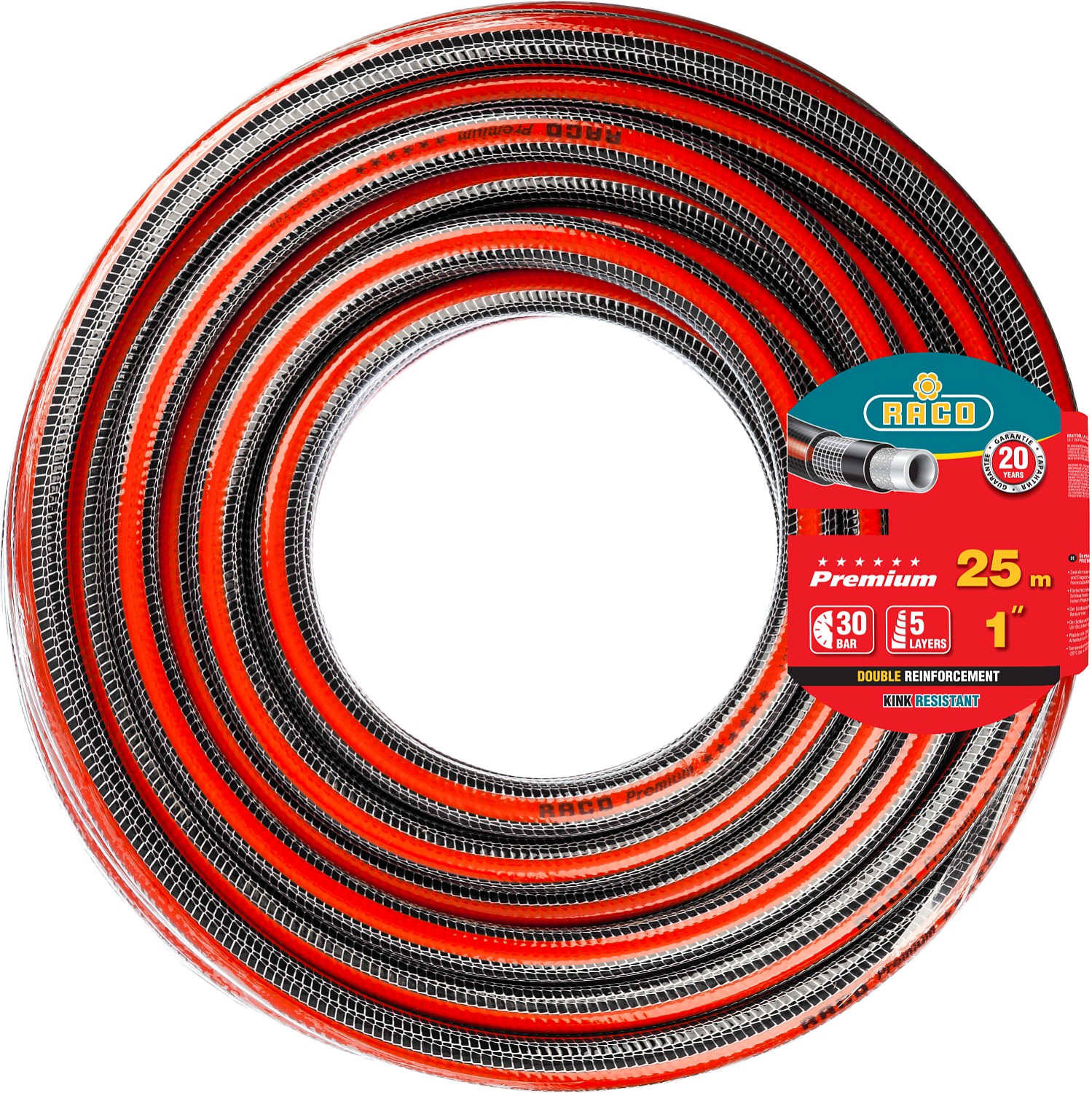 RACO PREMIUM, 1″, 25 м, 40 атм, пятислойный армированный, защита от УФ, поливочный шланг (40300-1-25) — фото 6