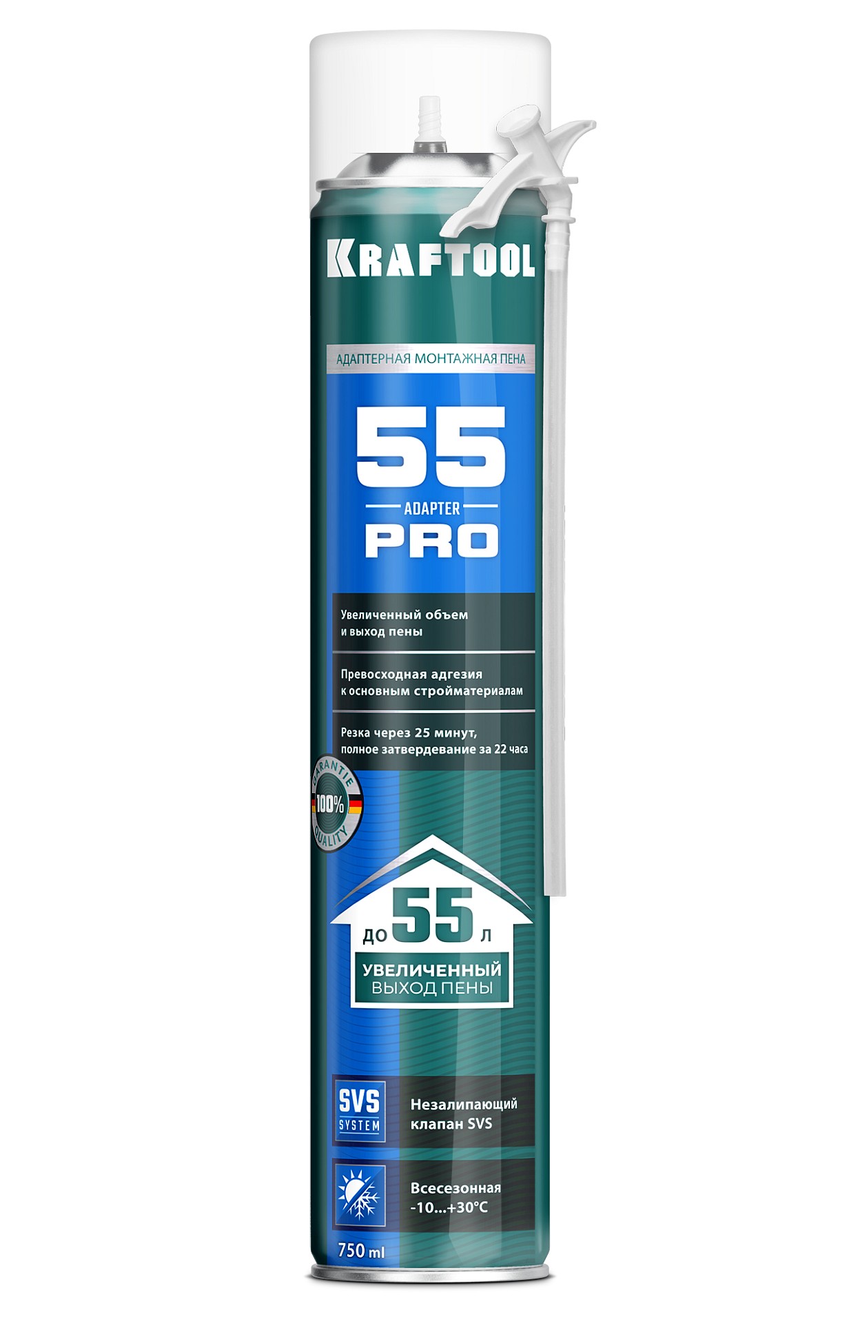 KRAFTOOL ADAPTER 55, 750 мл, адаптерная, всесезонная, SVS, не залипающий клапан, выход до 55 л, монтажная пена (41175)