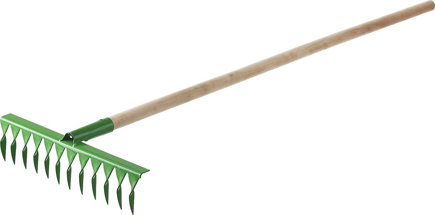 РОСТОК 430 x 100 x 1300 мм, 14 витых зубьев, рабочая поверхность из стали, покрытие краска, черенок деревянный высш. сорт, грабли (421900-14)