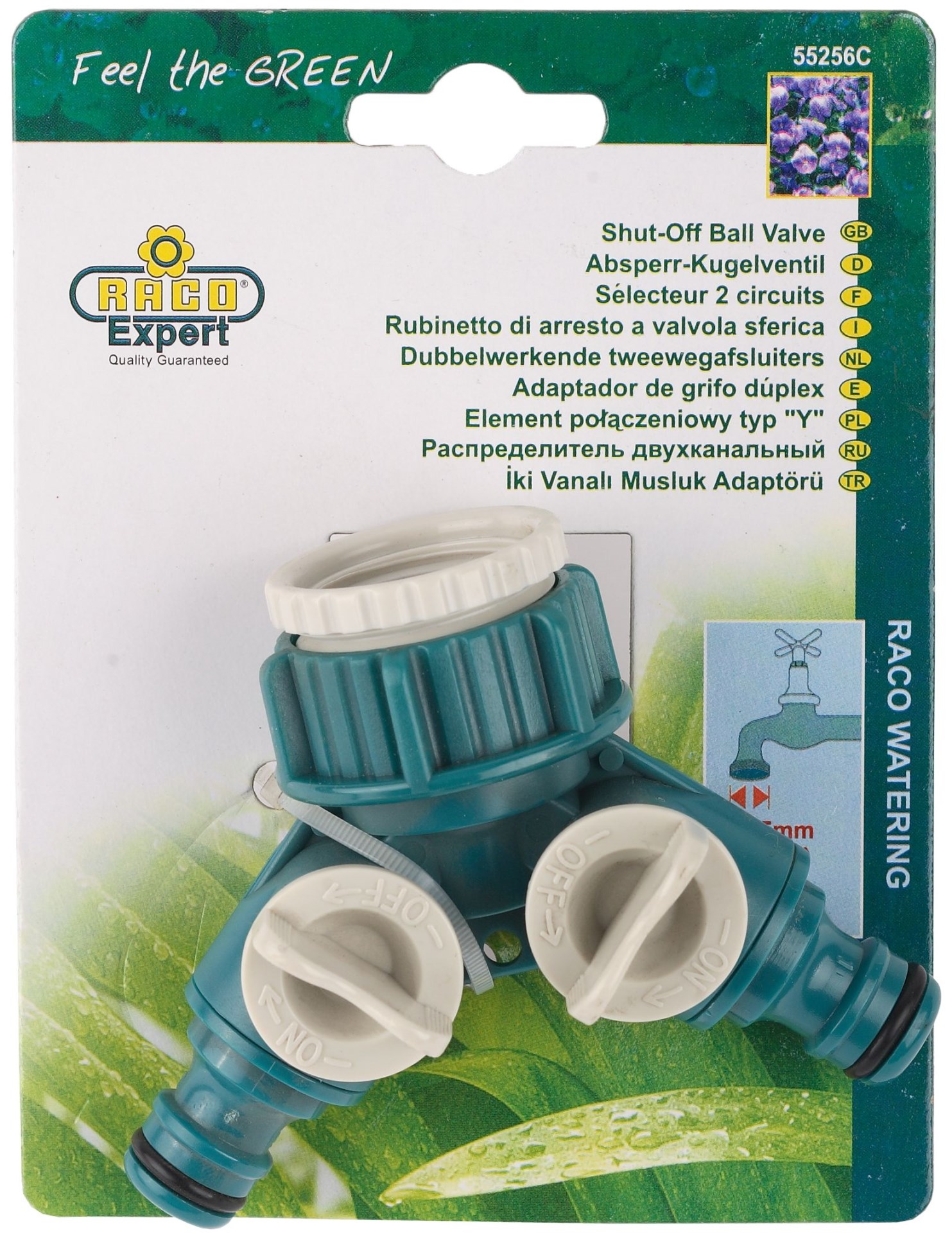 RACO ORIGINAL, 3/4″ - 1″, двухканальный, с внутренней резьбой, из ABS пластика, поливочный распределитель (4250-55256C) — фото 2