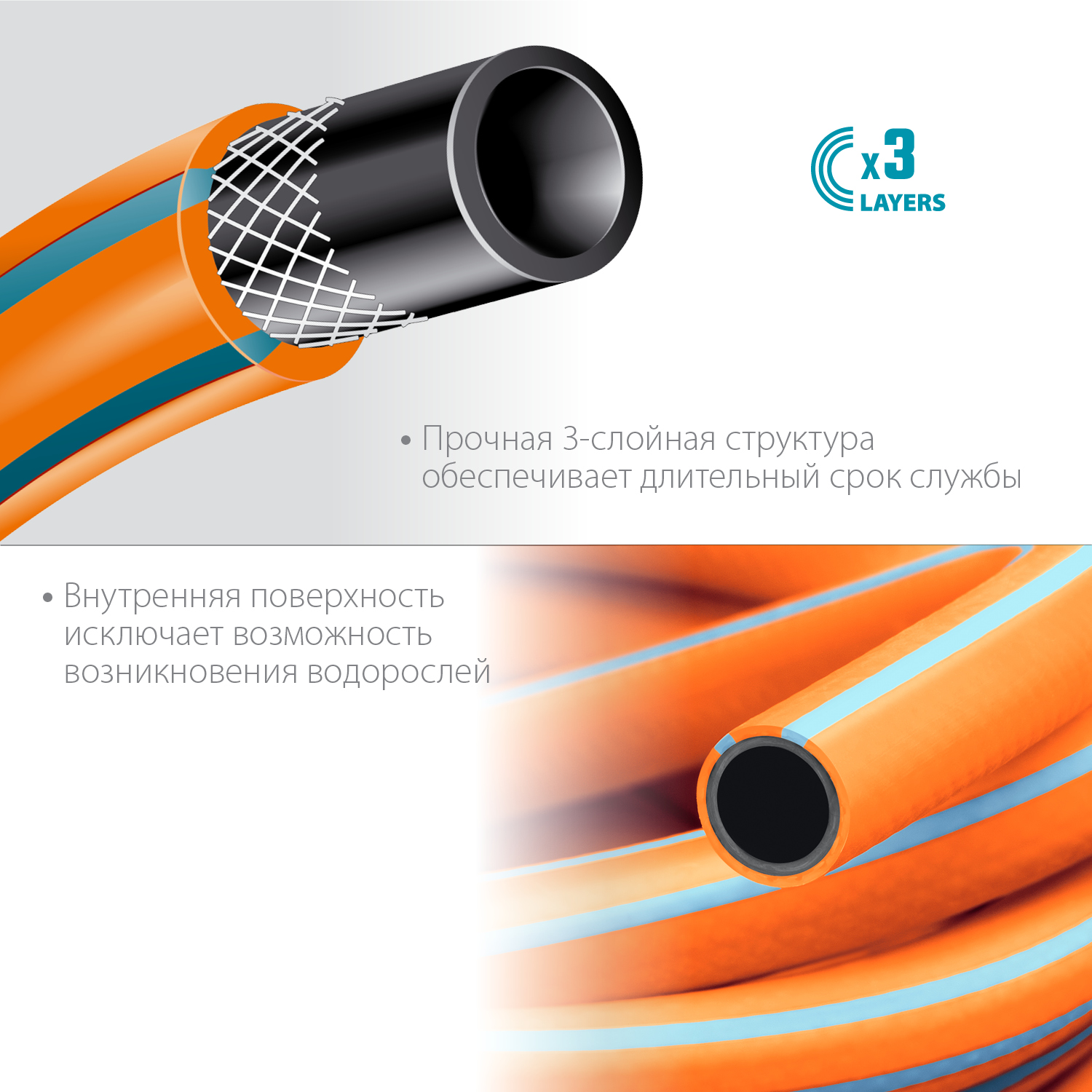 GRINDA FLEX 3, 3/4″, 25 м, 20 атм, из термоэластопласта, трёхслойный, армированный, гибкий, поливочный шланг, PROLine (429008-3/4-25) — фото 5