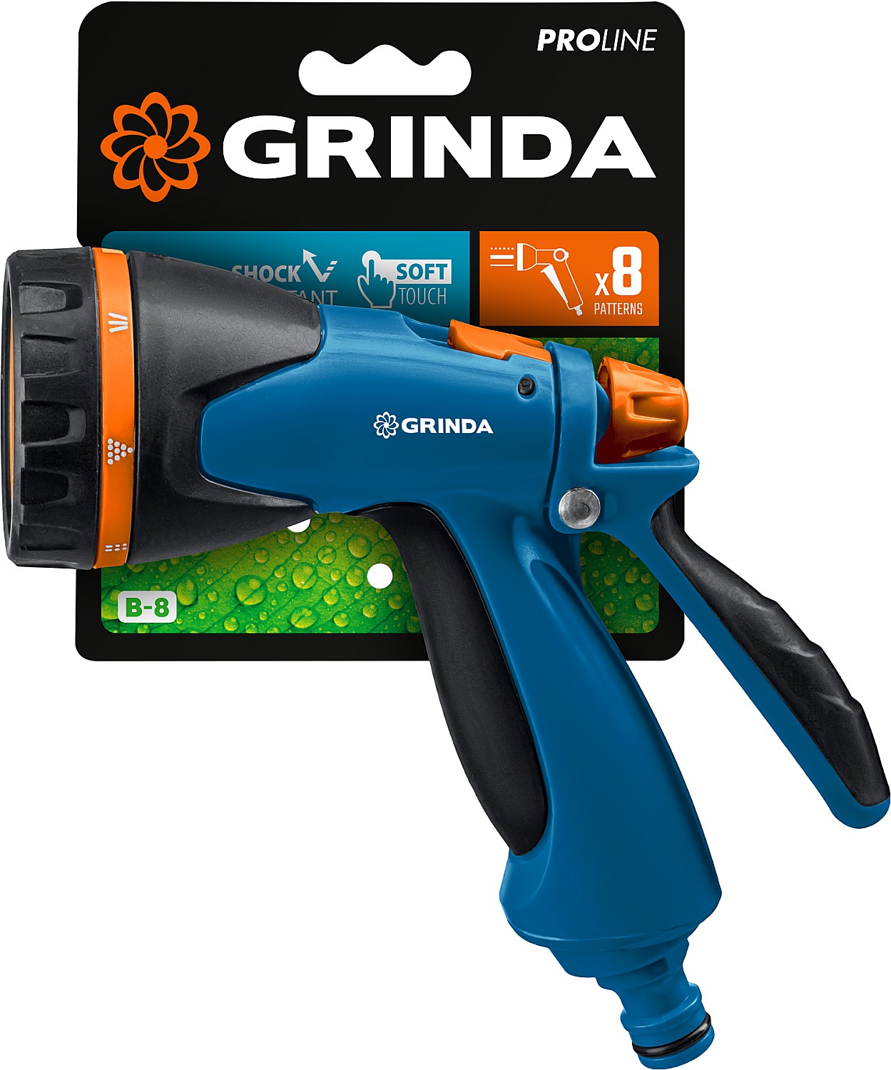 GRINDA B-8, 8 режимов, курок сзади, двухкомпонентный, поливочный пистолет, PROLine (429110) — фото 5