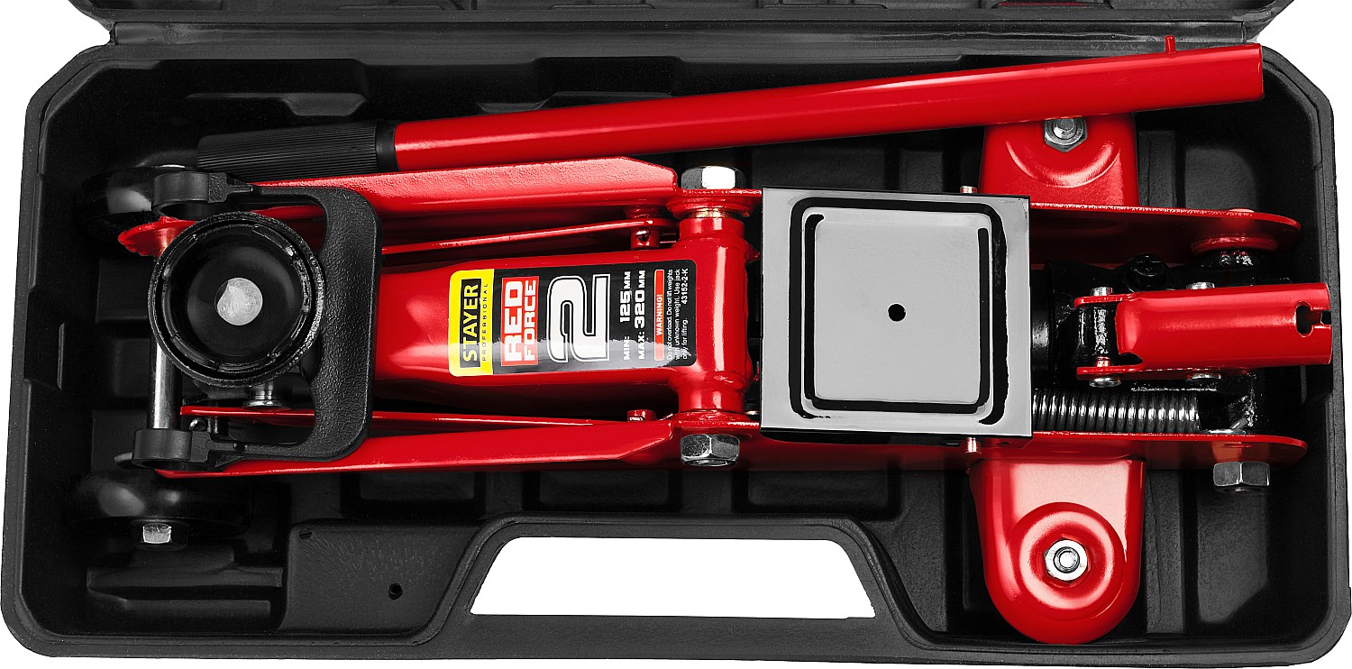 STAYER R-22 RED FORCE, в кейсе, 2 т, 125 - 320 мм, подкатной домкрат для легковых а/м, Professional (43152-2-K) — фото 8