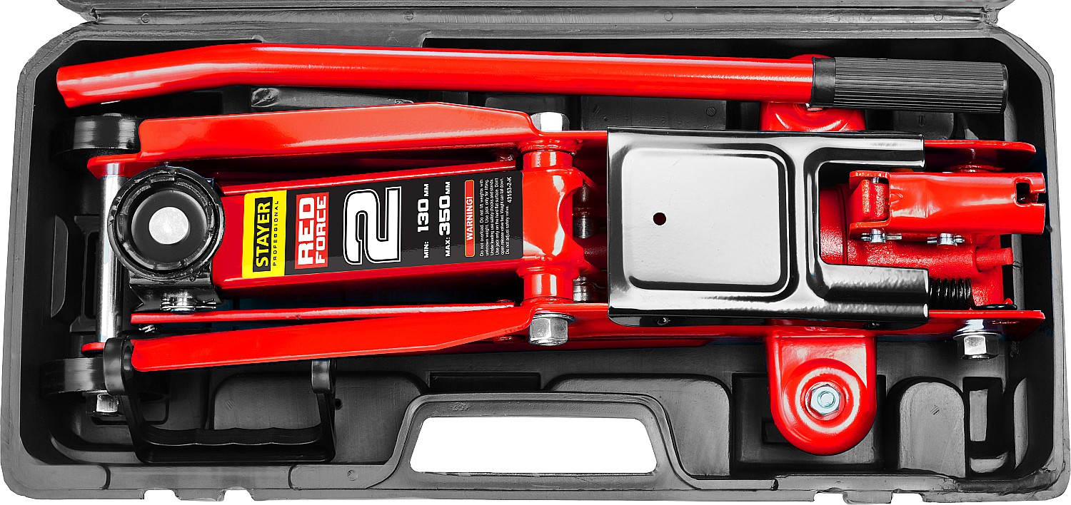STAYER R-28 RED FORCE, в кейсе, 2 т, 130 - 350 мм, подкатной домкрат для легковых а/м, Professional (43153-2-K) — фото 8