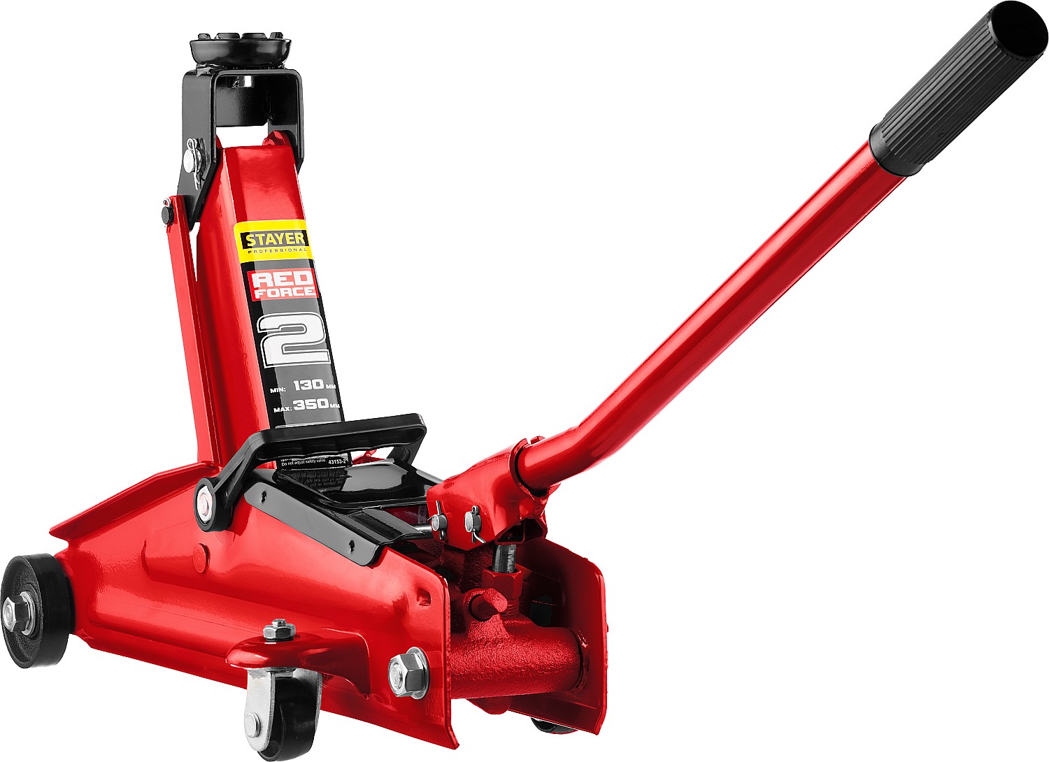 STAYER R-28 RED FORCE, 2 т, 130 - 350 мм, подкатной домкрат для легковых а/м, Professional (43153-2) — фото 2