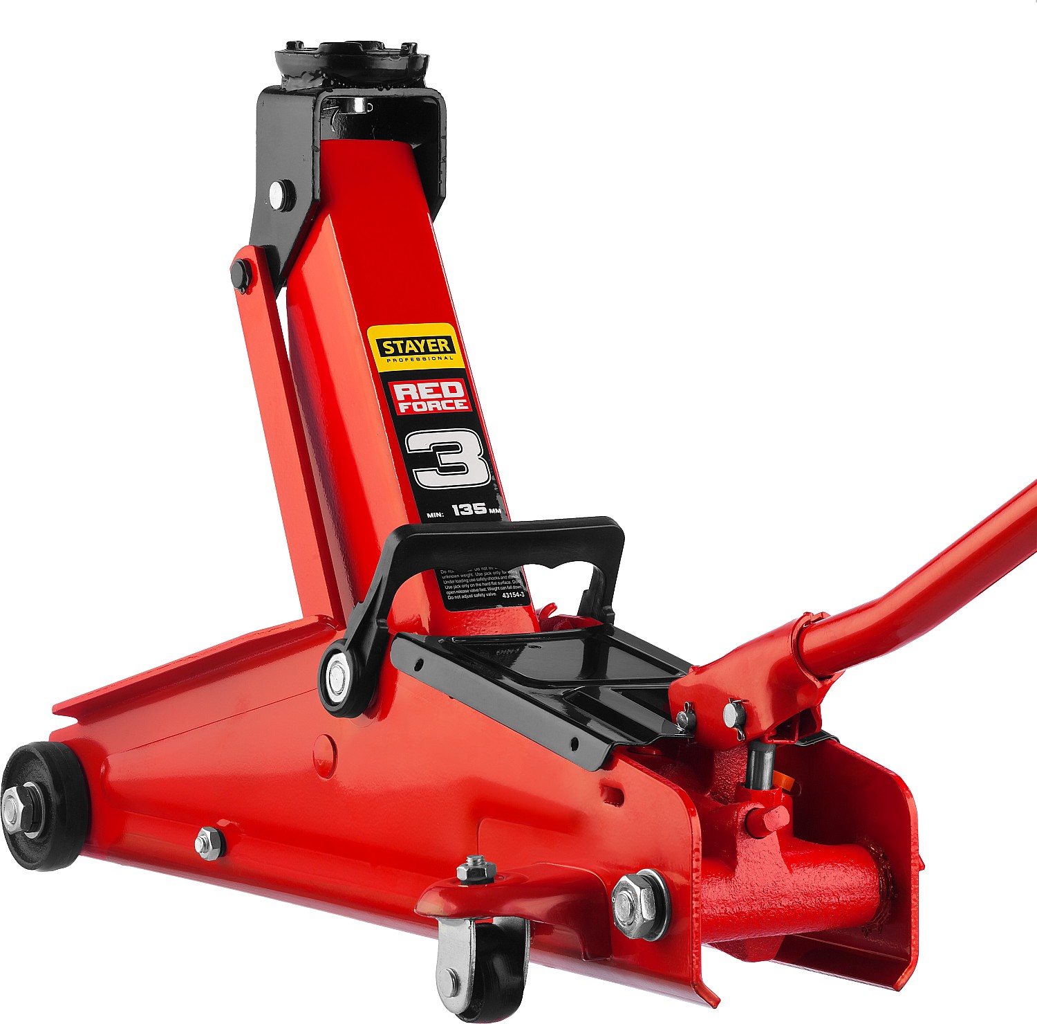 STAYER R-33 RED FORCE, 3 т, 135 - 400 мм, подкатной домкрат с увеличенным подъемом, Professional (43154-3) — фото 2