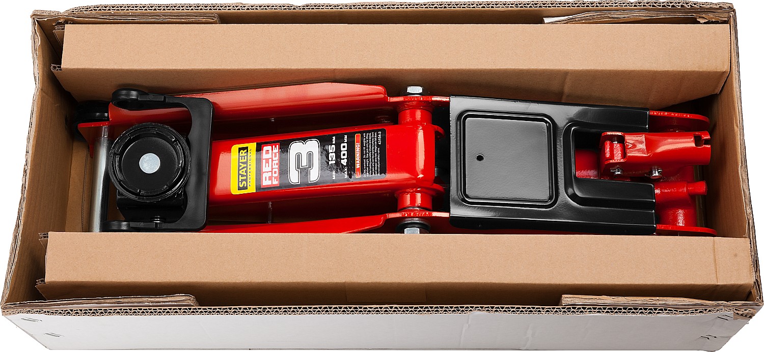 STAYER R-33 RED FORCE, 3 т, 135 - 400 мм, подкатной домкрат с увеличенным подъемом, Professional (43154-3) — фото 7