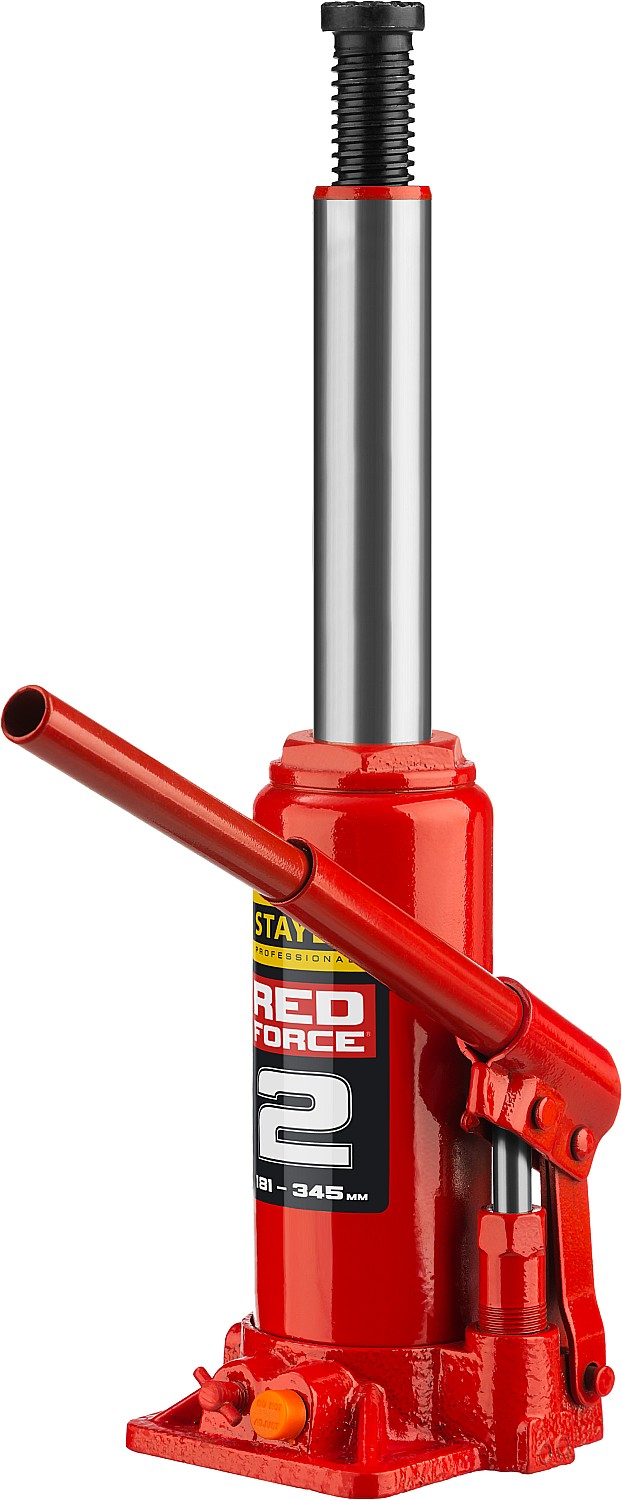 STAYER RED FORCE, в кейсе, 2 т, 181 - 345 мм, бутылочный гидравлический домкрат, Professional (43160-2-K) — фото 2
