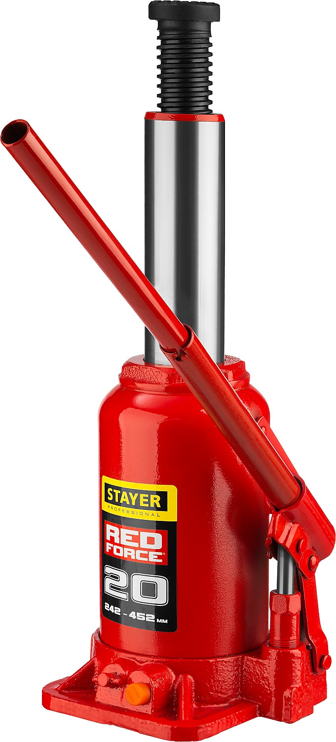 STAYER RED FORCE, 20 т, 242 - 452 мм, бутылочный гидравлический домкрат, Professional (43160-20) — фото 2