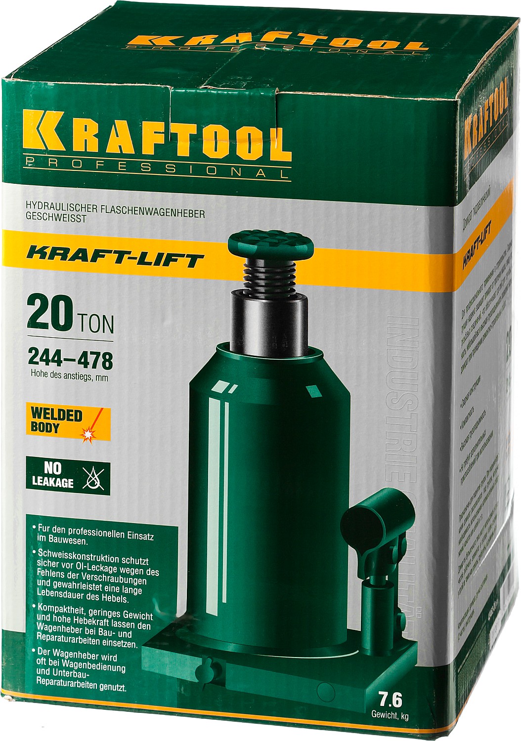 KRAFTOOL KRAFT-LIFT, 20 т, 244 - 478 мм, бутылочный гидравлический домкрат (43462-20) — фото 10
