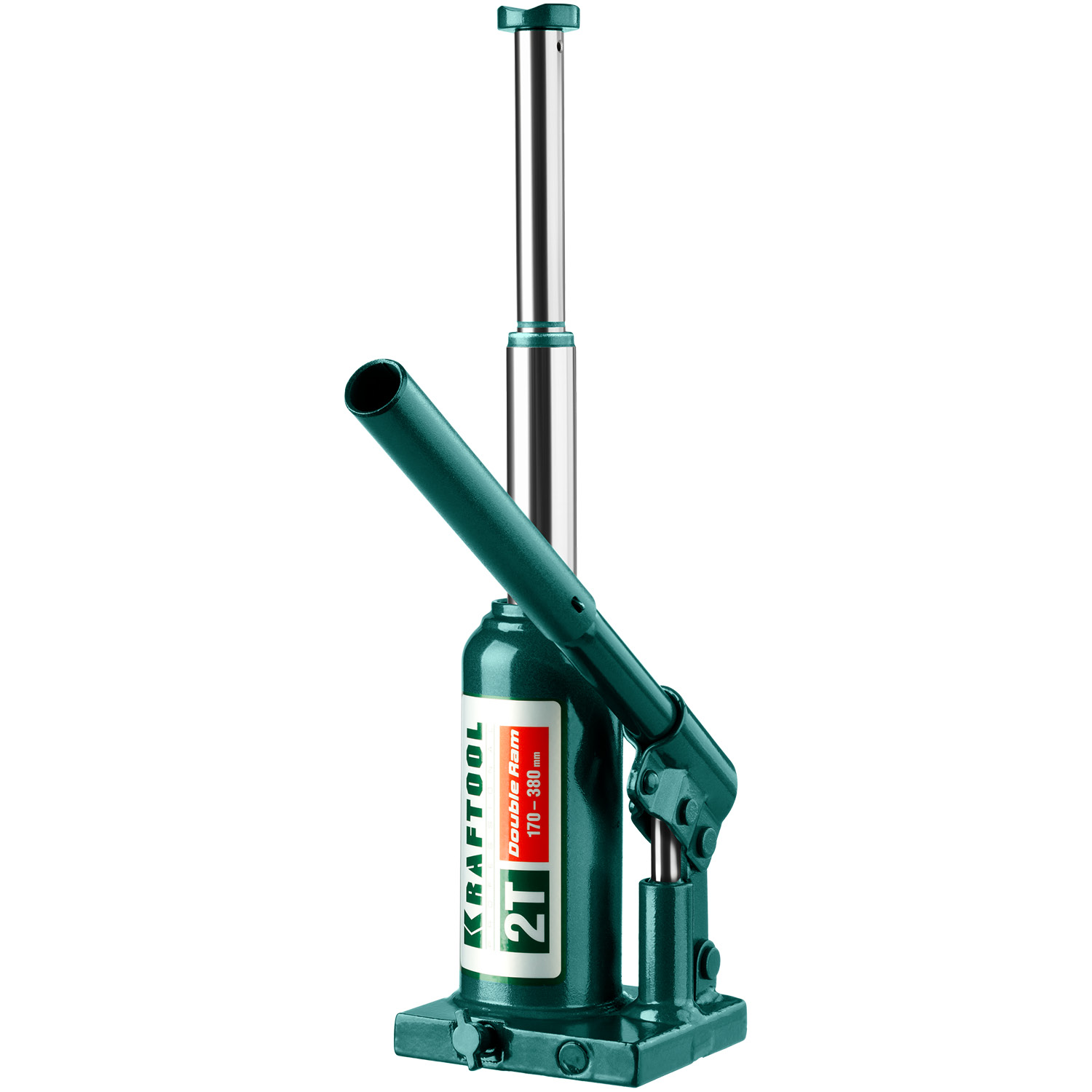 KRAFTOOL DOUBLE RAM, 2 т, 170 - 380 мм, с увеличенным подъемом, двухштоковый бутылочный домкрат (43463-2) — фото 6