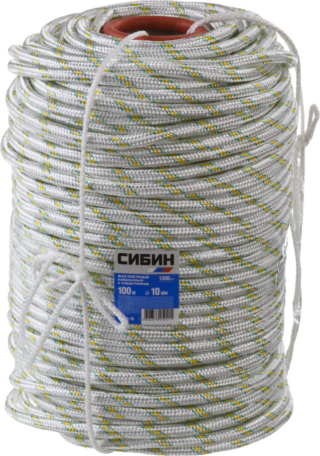 СИБИН d 10 мм, 24-прядный, 100 м, плетеный, с сердечником, капроновый фал (50220-10) — фото 2
