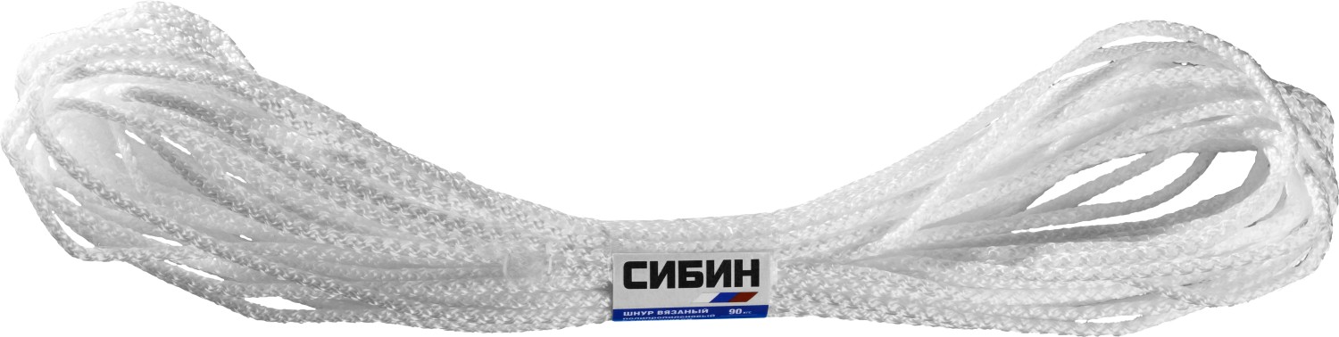 СИБИН 5 мм, 20 м, вязаный, с сердечником, белый, полипропиленовый шнур (50255) — фото 3