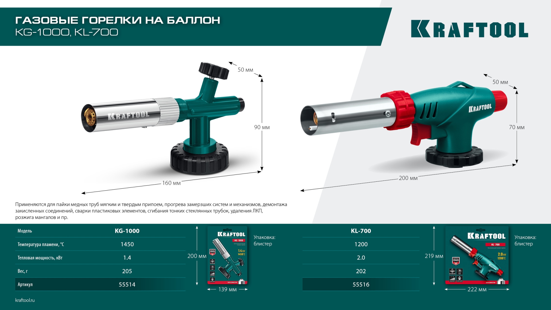 KRAFTOOL KL-700 с пьезоподжигом, увеличенная мощность, газовая горелка на баллон (55516) — фото 10