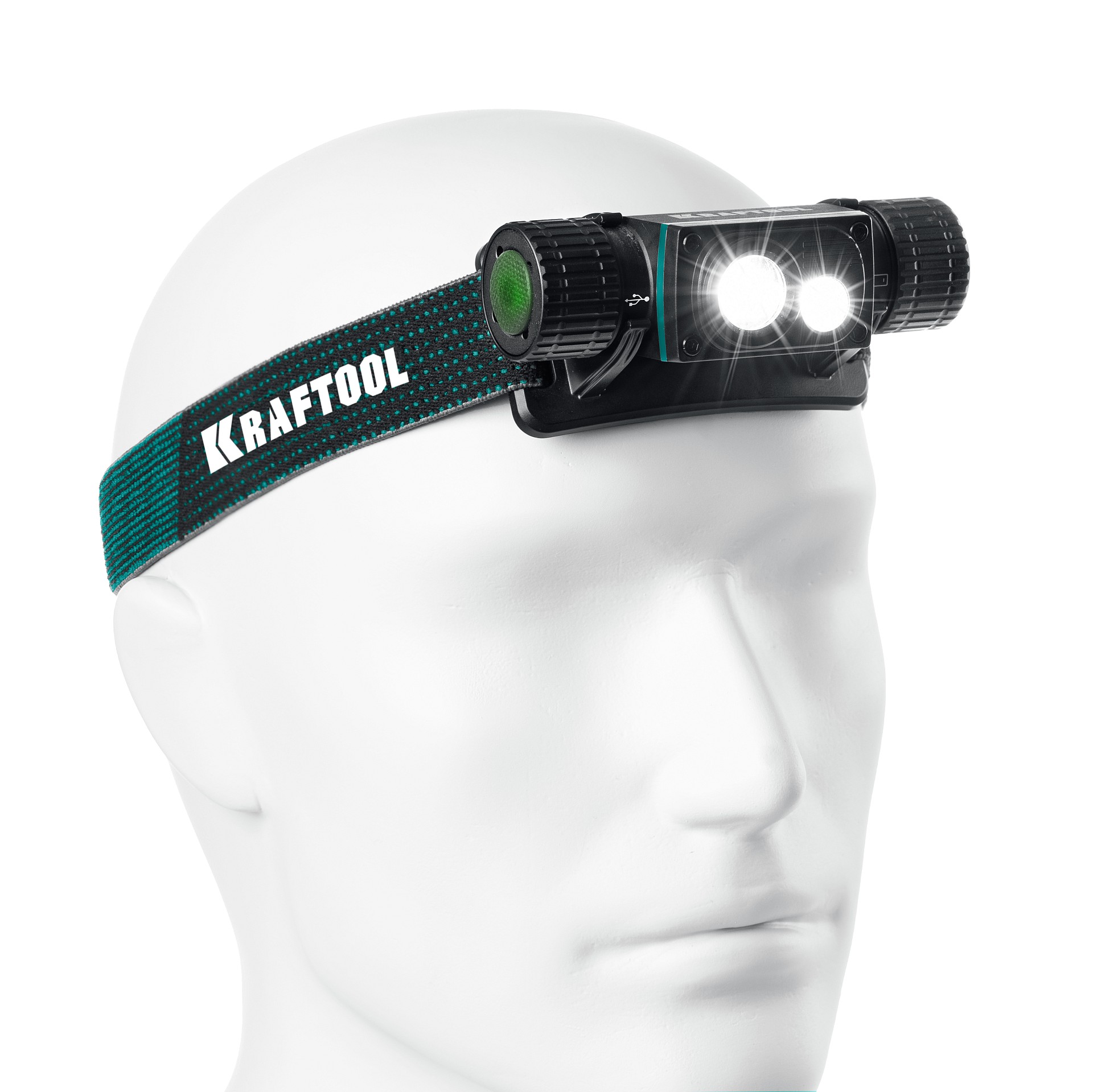 KRAFTOOL KH-7, 1000 лм, 4 режима, 3в1 аккумуляторный налобный/ручной фонарь, 2200мАч (56450)