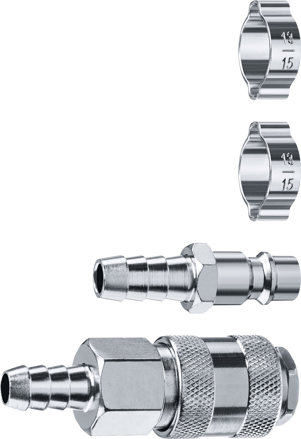 ЗУБР (штуцер ″елочка″, 10 мм - рапид муфта) + (рапид штуцер-штуцер ″елочка″, 10 мм) + (обжимные хомуты 2 шт), набор, Профессионал (64920-10-H)