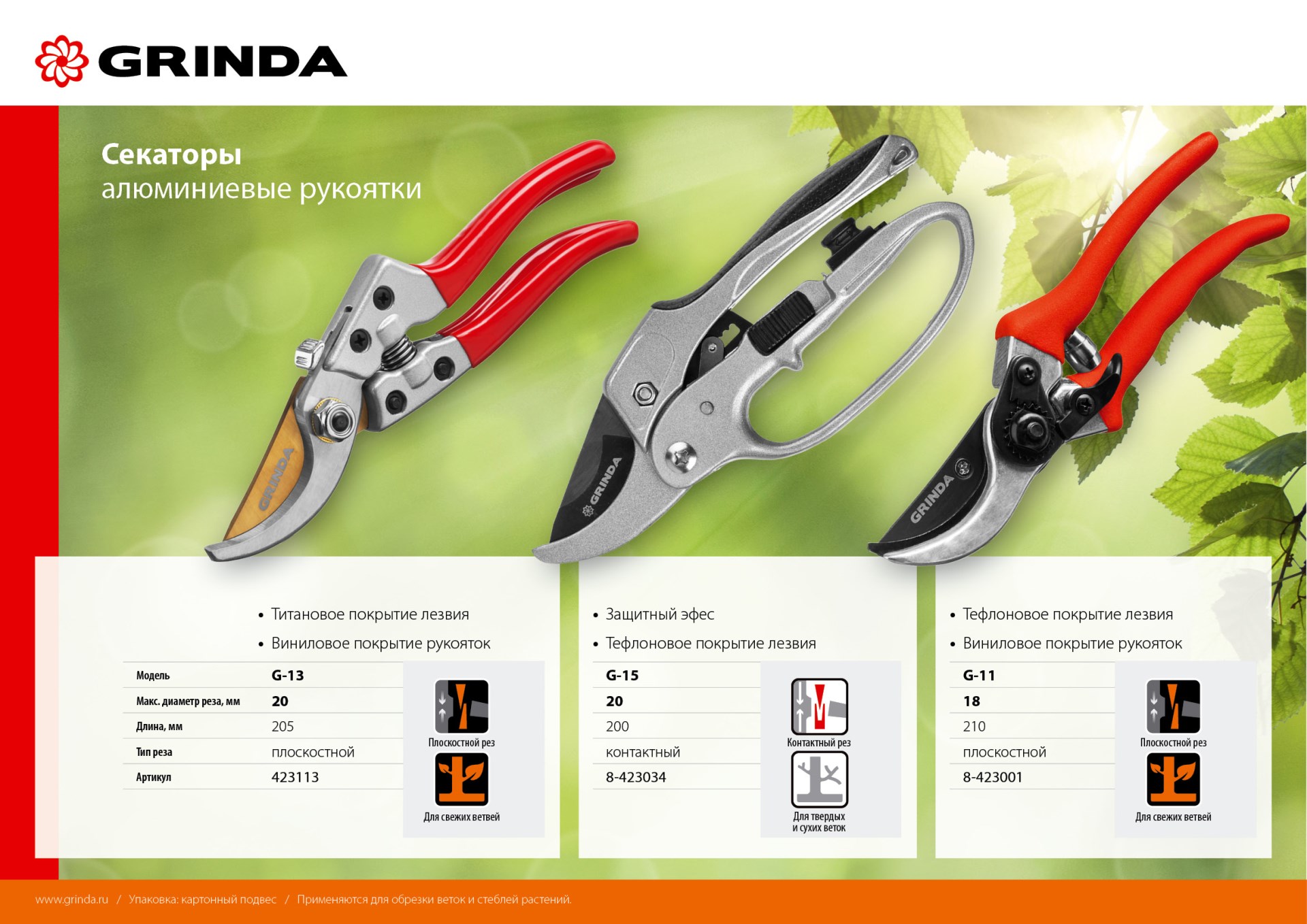 GRINDA G-15, 200 мм, стальные лезвия, храповый механизм, с эфесом, с алюминиевыми рукоятками, контактный секатор (8-423034) — фото 5