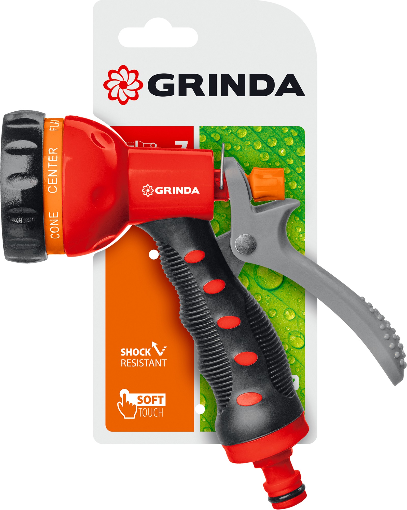 GRINDA T-7, 7 режимов, курок сзади, пластиковый с TPR, поливочный пистолет (8-427185) — фото 5