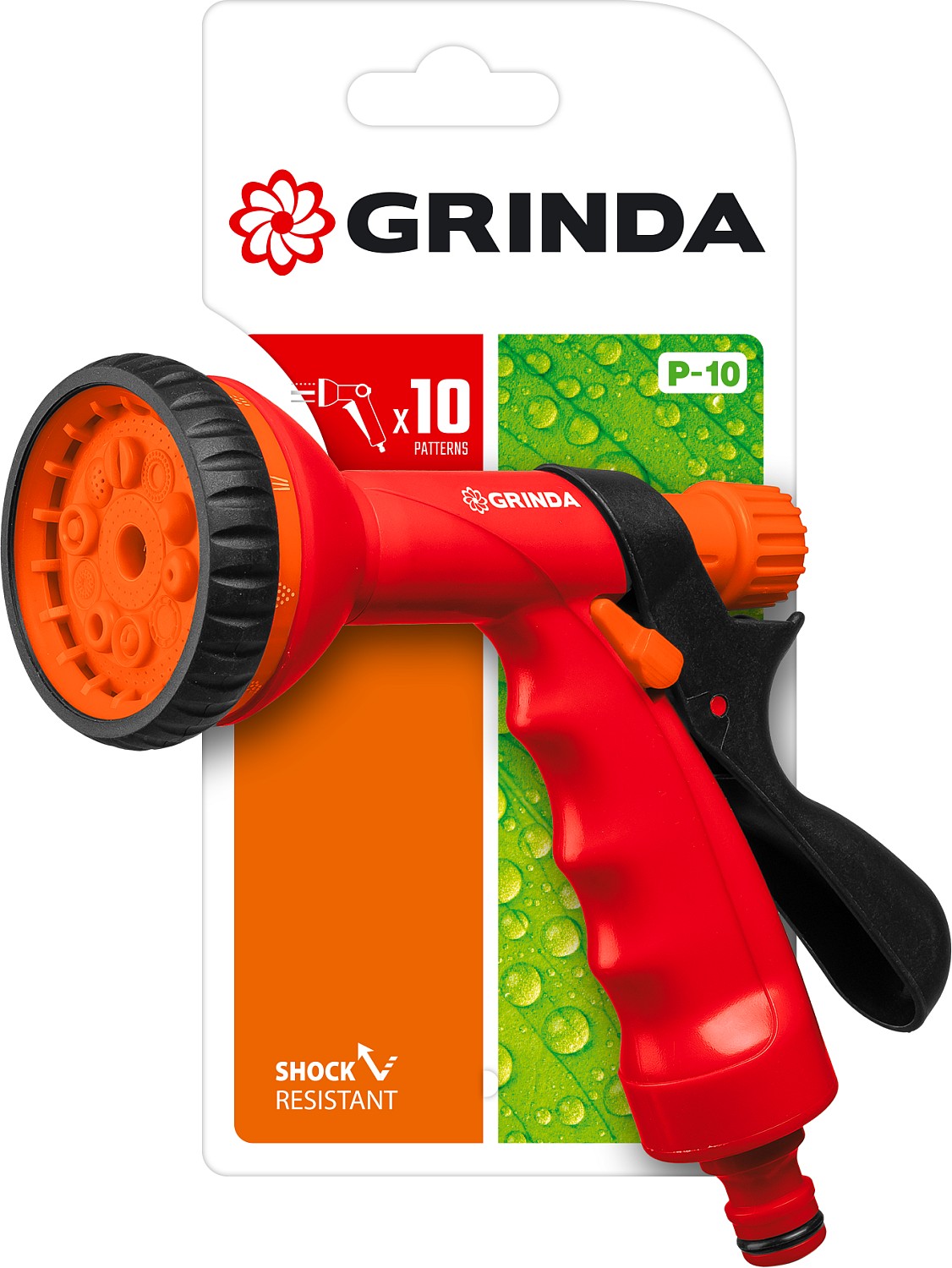 GRINDA P-10, 10 режимов, курок сзади, пластиковый, поливочный пистолет (8-427373) — фото 3