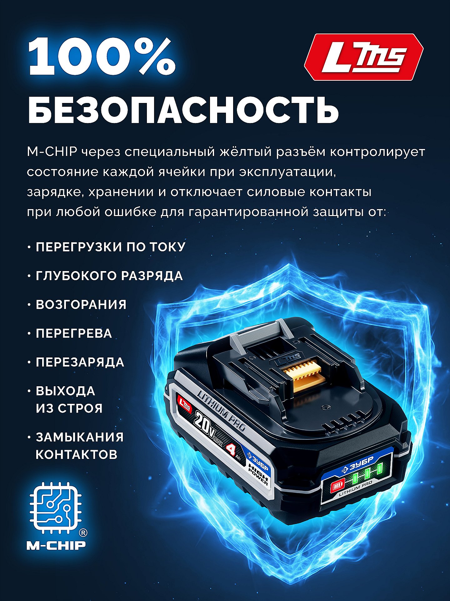 ЗУБР High Power, 20 В, 4.0 А·ч, аккумулятор LMS, ПРОФЕССИОНАЛ (BP-H-20-4) — фото 10