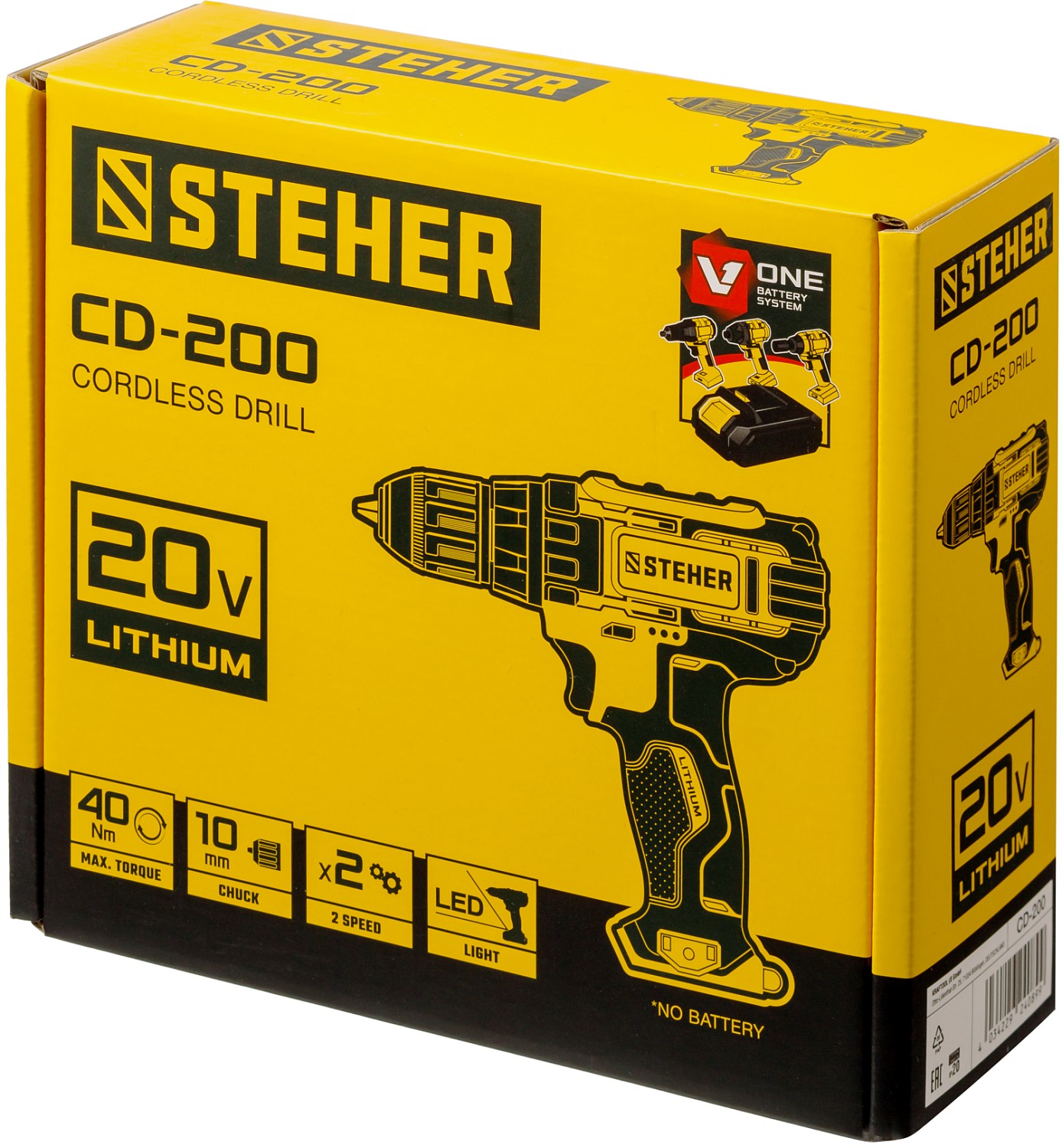 STEHER V1, 20 В, 40 Н·м, без АКБ, дрель-шуруповерт (CD-200) — фото 10