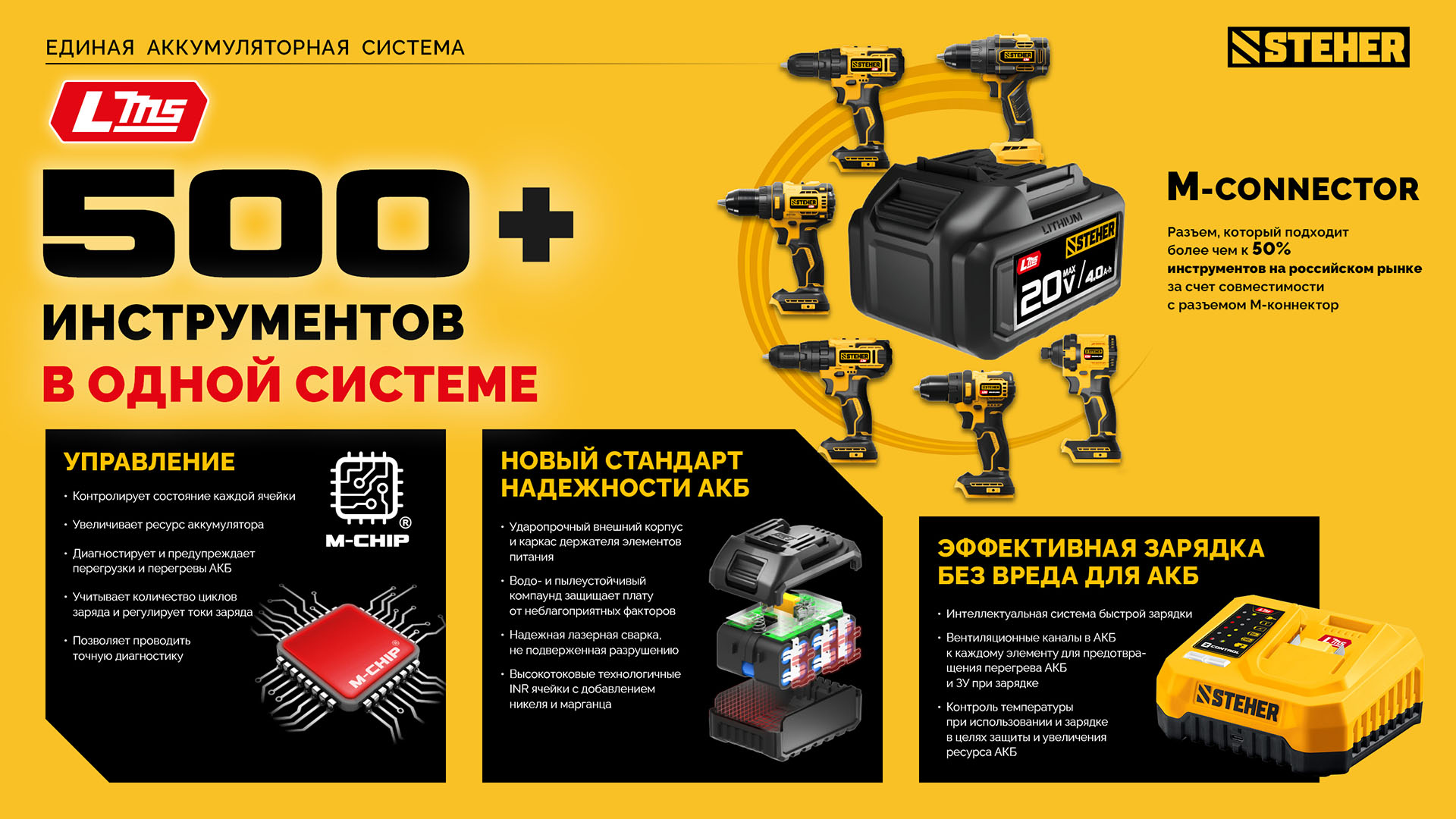 STEHER 20 В, 40 Н·м, без АКБ (LMS), дрель-шуруповерт (CD-40) — фото 18