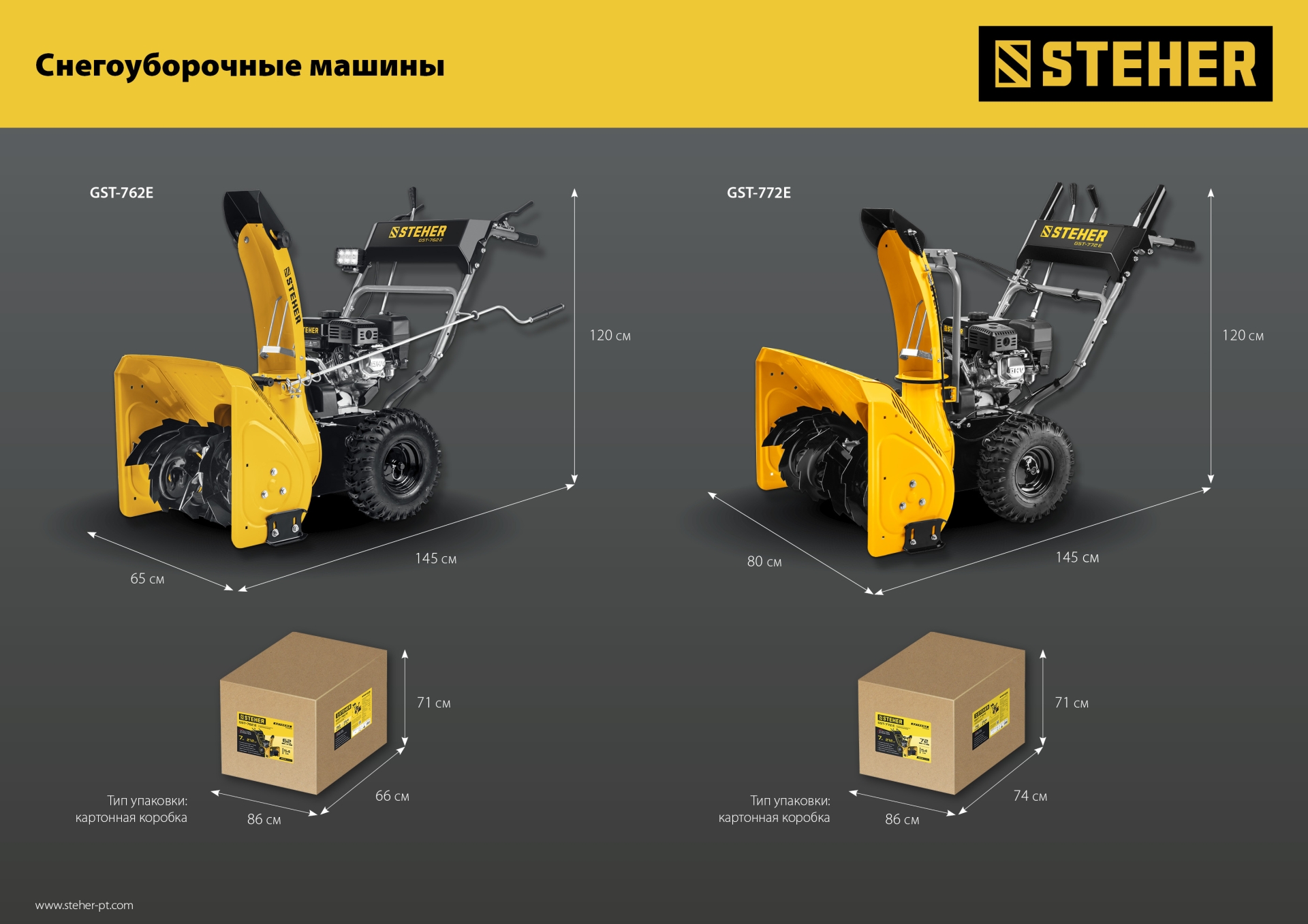 STEHER 62 см, бензиновый снегоуборщик с электростартером, EXTREM (GST-762E) — фото 29