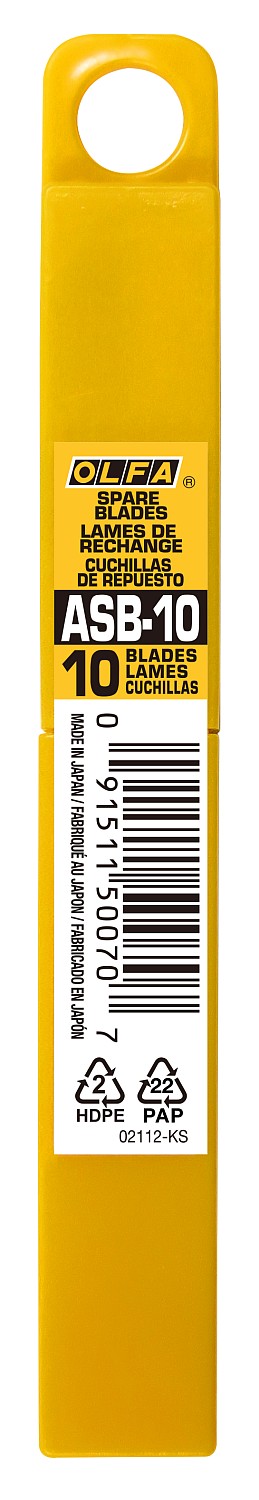 OLFA 9 мм, 10 шт, в пластиковом кейсе, сегментированные лезвия (OL-ASB-10) — фото 2