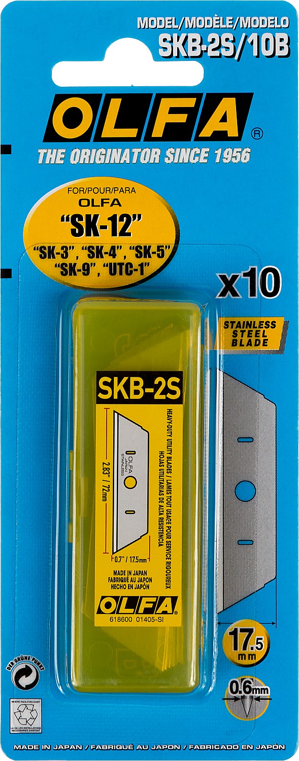 OLFA SK-12, 10 шт, 17.5 мм, из нержавеющей стали, трапециевидное лезвие (OL-SKB-2S/10B) — фото 5