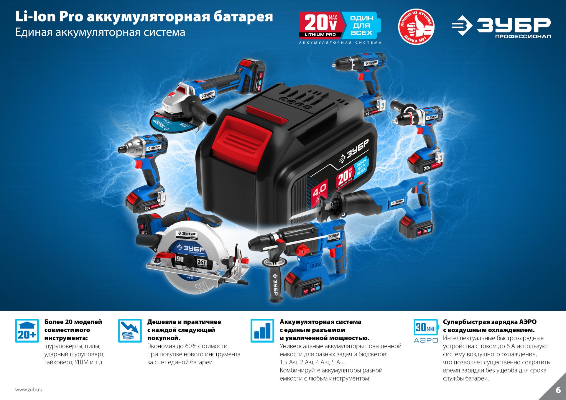 ЗУБР Т7, 20 В, 180 мм, 1 АКБ (4 А·ч), бесщеточная пила сабельная, Профессионал (SPB-180-41) — фото 21