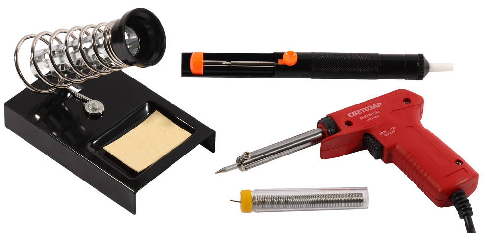 СВЕТОЗАР 60 Вт, 8 предметов, 220 В, набор для паяльных работ (SV-55314-60-H8)